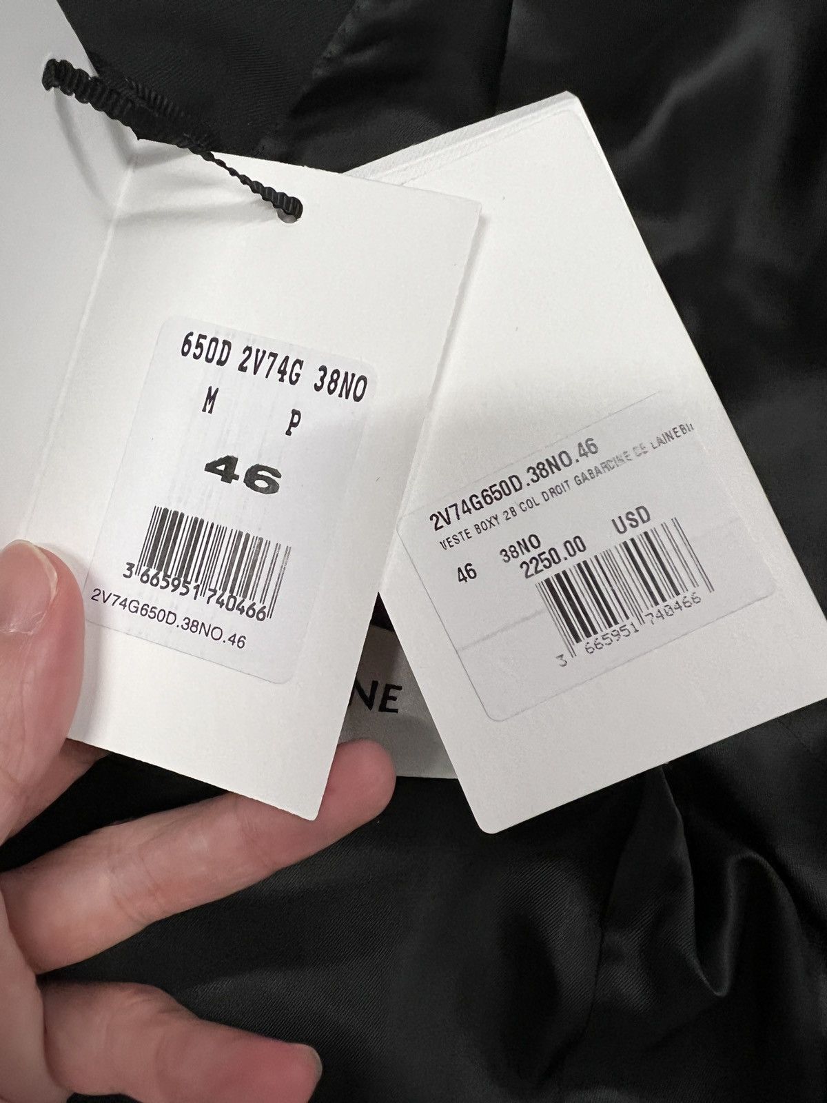 Celine × Hedi Slimane Black Boxy Blazer Jacket in Wool Gabardine Sz 46 Size 46R - 10 Thumbnail