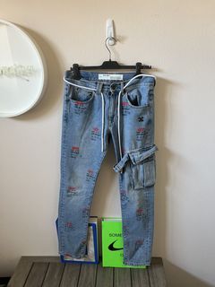 NWT OFF-WHITE Sz. 28 Virgil Abloh Blue Light Wash Skinny Denim Jeans $605  Italy