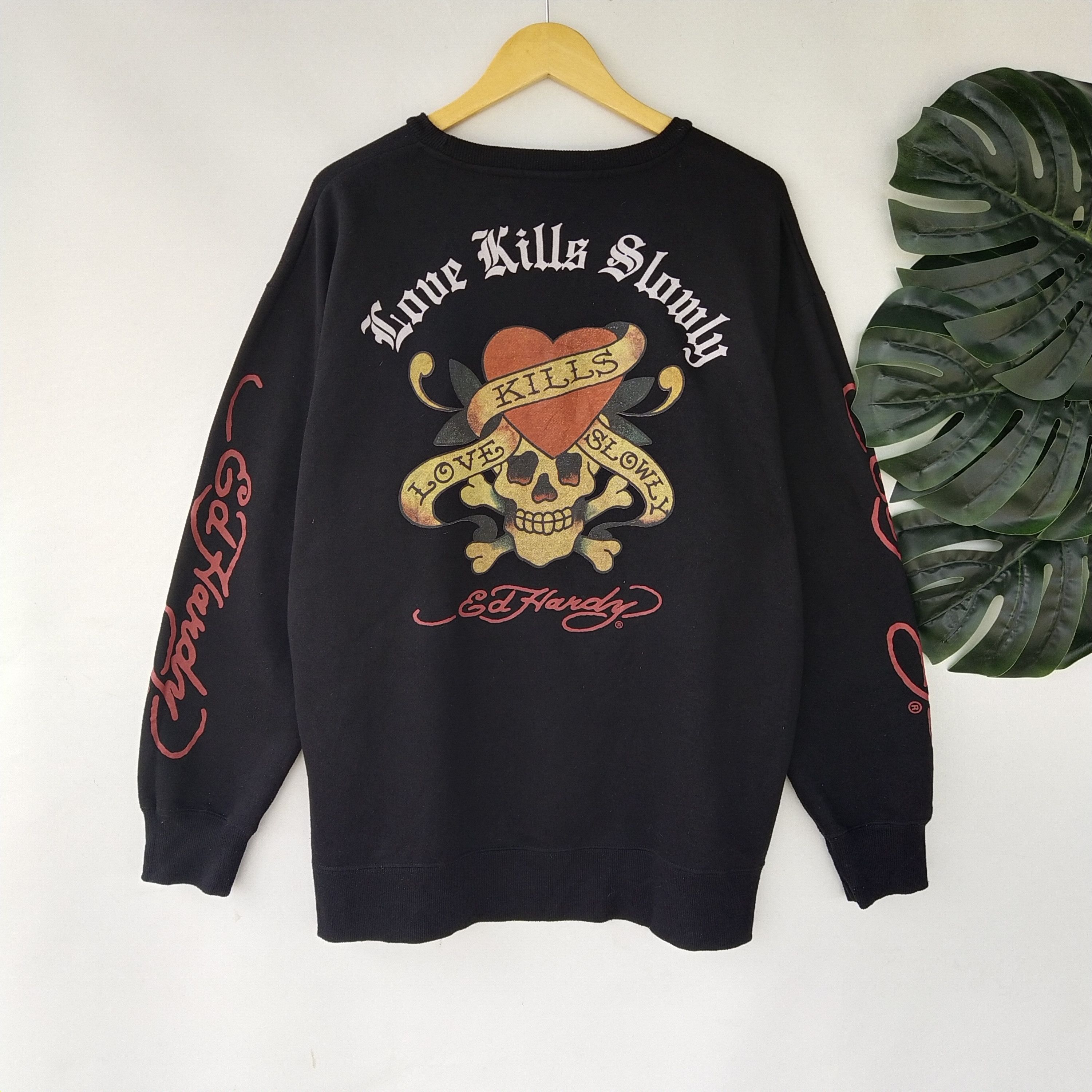 image of Don Ed Hardy Sweatshirt Big Logo in Black, Men's (Size 2XL)