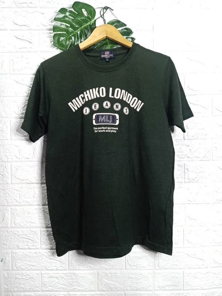 image of Michiko Koshino London Vintage Michiko London Koshino Spell Out Tee in Black Green (Size Medium)