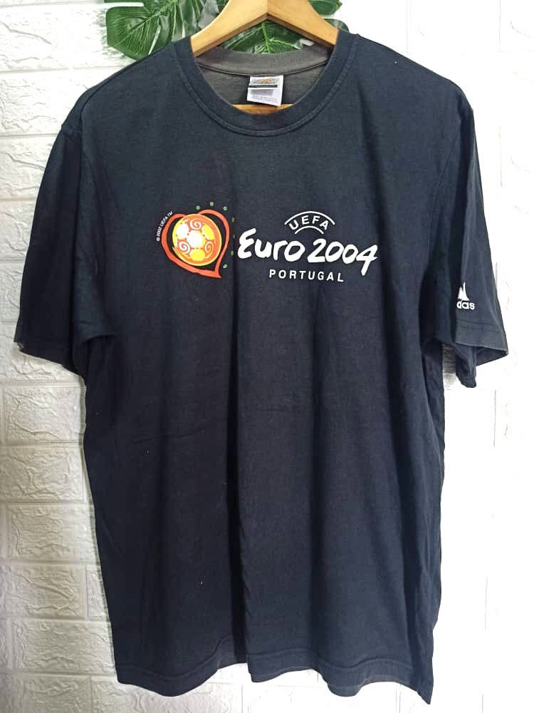 image of Vintage Adidas Uefa Euro 2004 Tee in Black, Men's (Size Large)