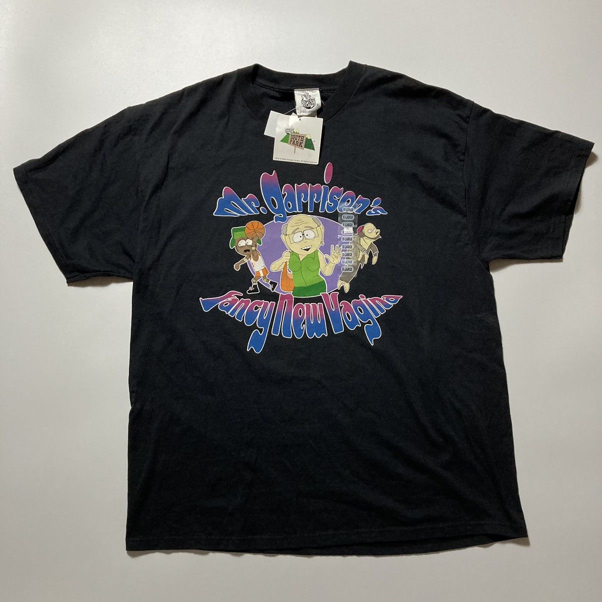 image of Movie x Vintage South Park Mr Garrisons Fancy New Vagina Tee in Black, Men's (Size XL)