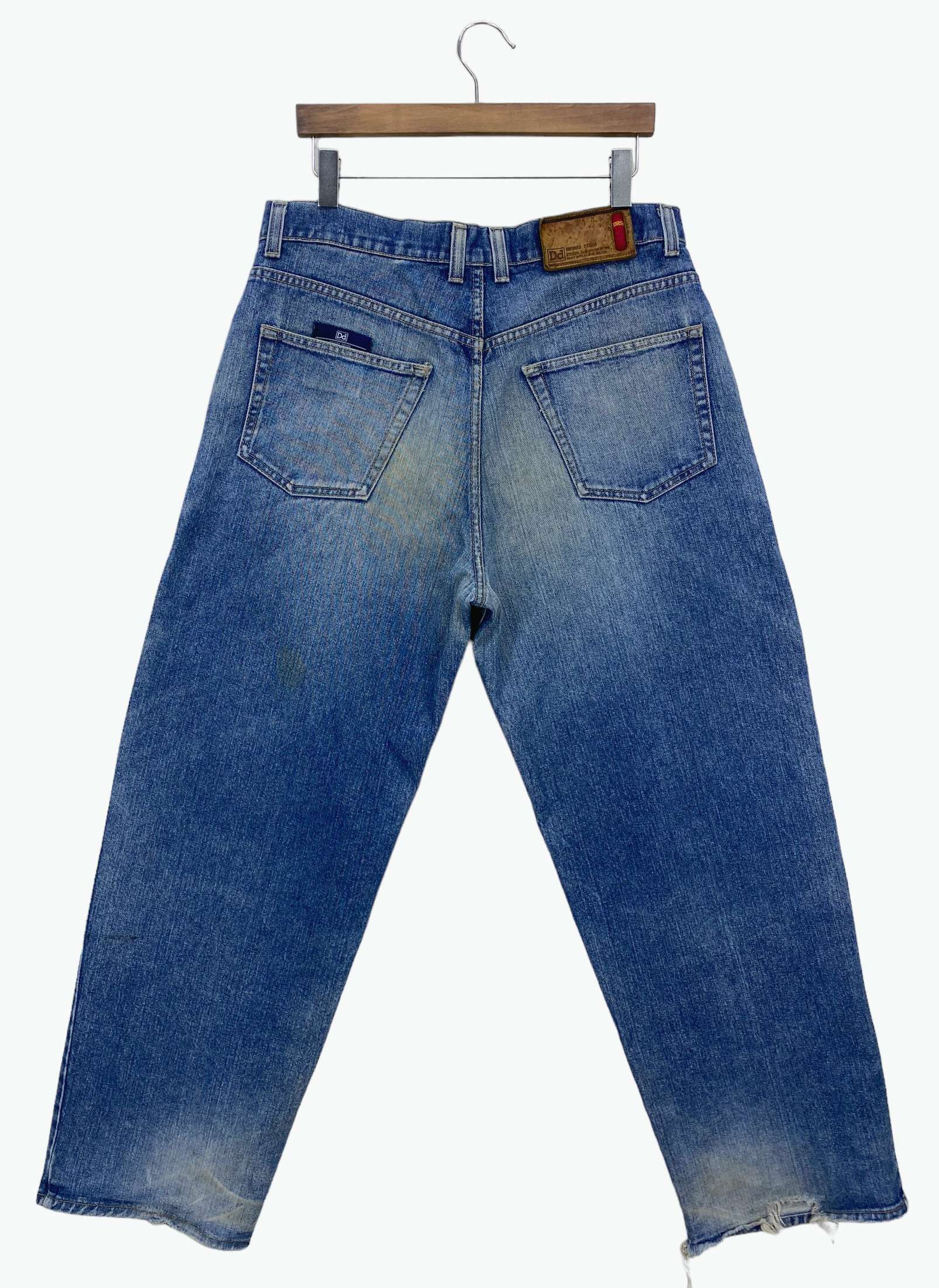 image of Droors Denim Jeans Vintage Baggy Hip Hop Skateboards in Blue, Men's (Size 34)