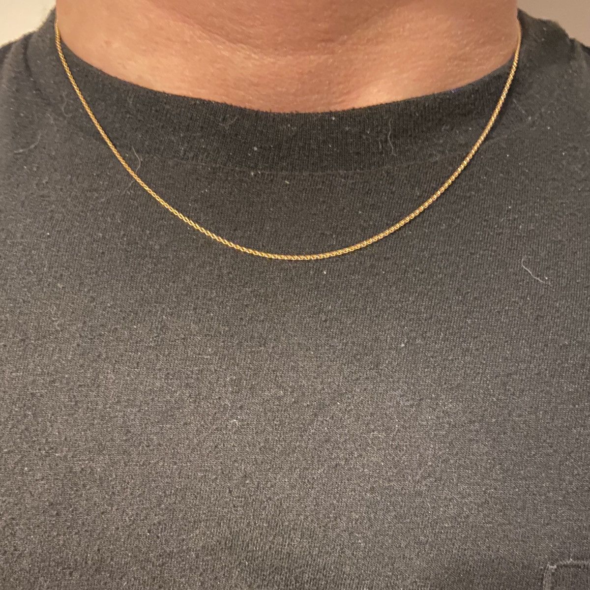 image of Gold Chain Solid Real 14K Gold Cable Chain 18In 1Mm, Men's