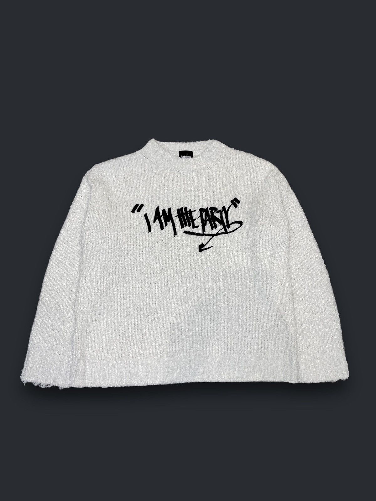 Just Cavalli SS22 Just Cavalli "I AM THE PARTY" White Knitted Sweater Size US M / EU 48-50 / 2 - 1 Thumbnail