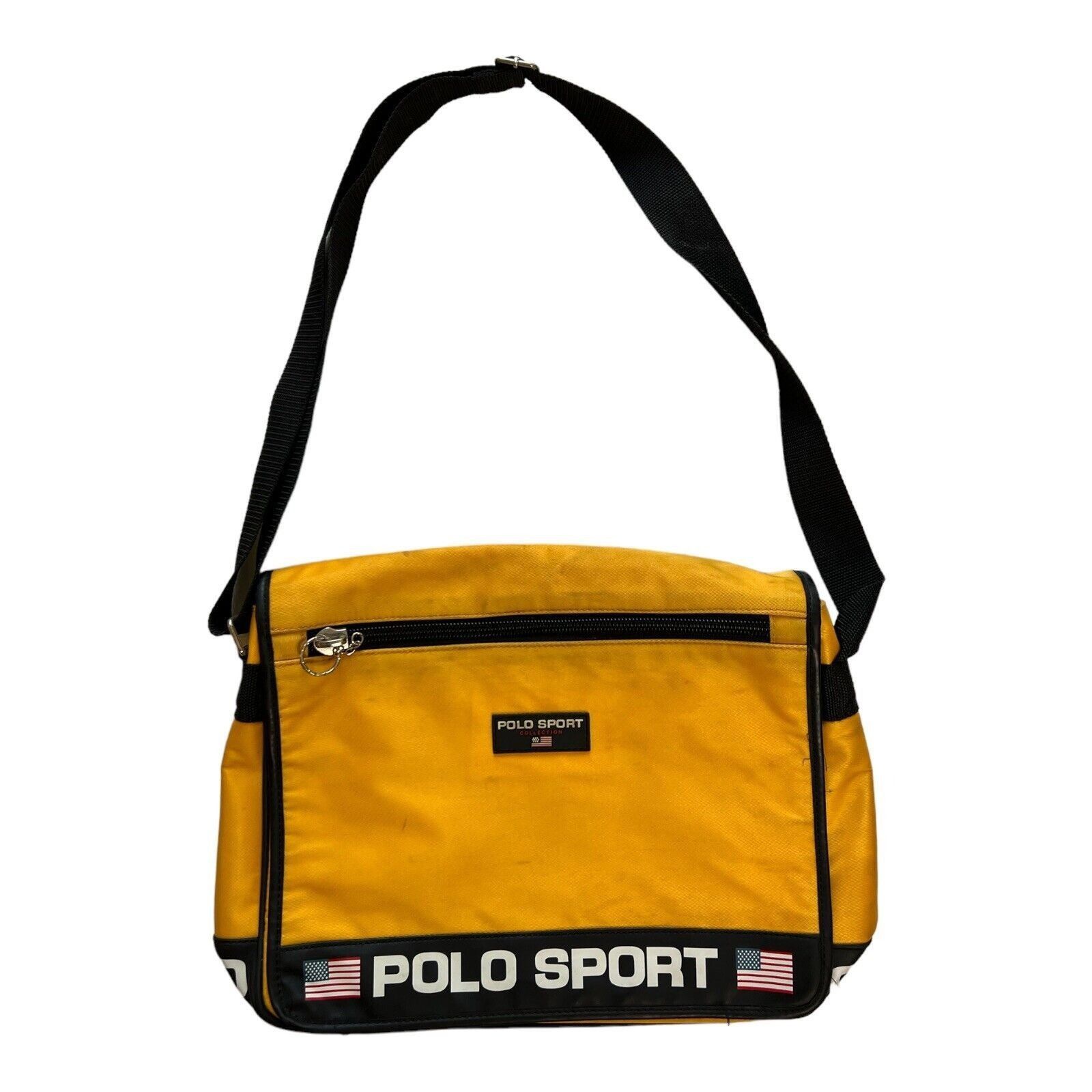 Polo Ralph Lauren Vintage Polo Sport Messenger Bag Yellow Book Laptop