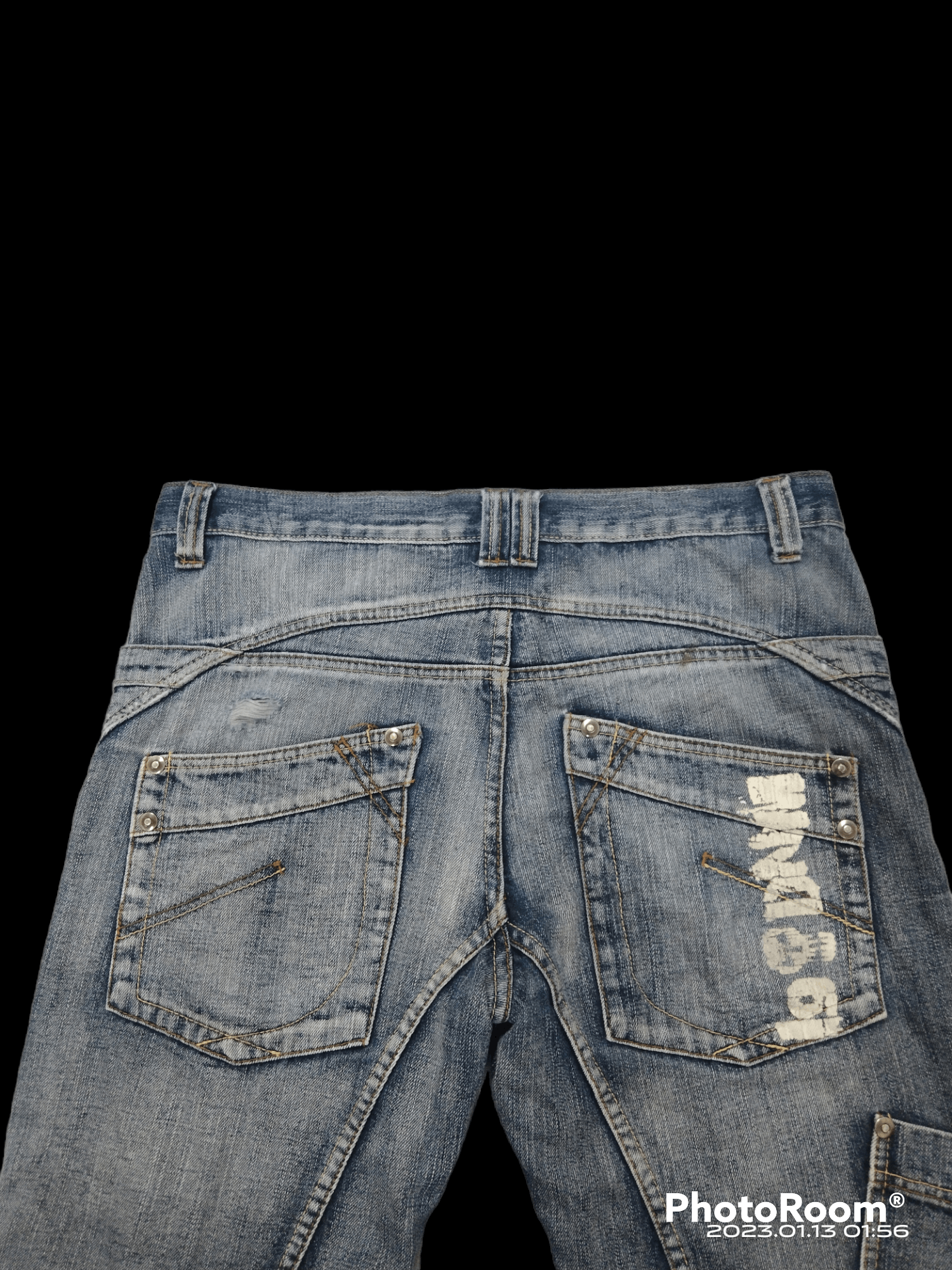 Japanese Brand THRASH RECONSTRUCTED IDENTIC DENIM PANTS Size US 34 / EU 50 - 4 Thumbnail