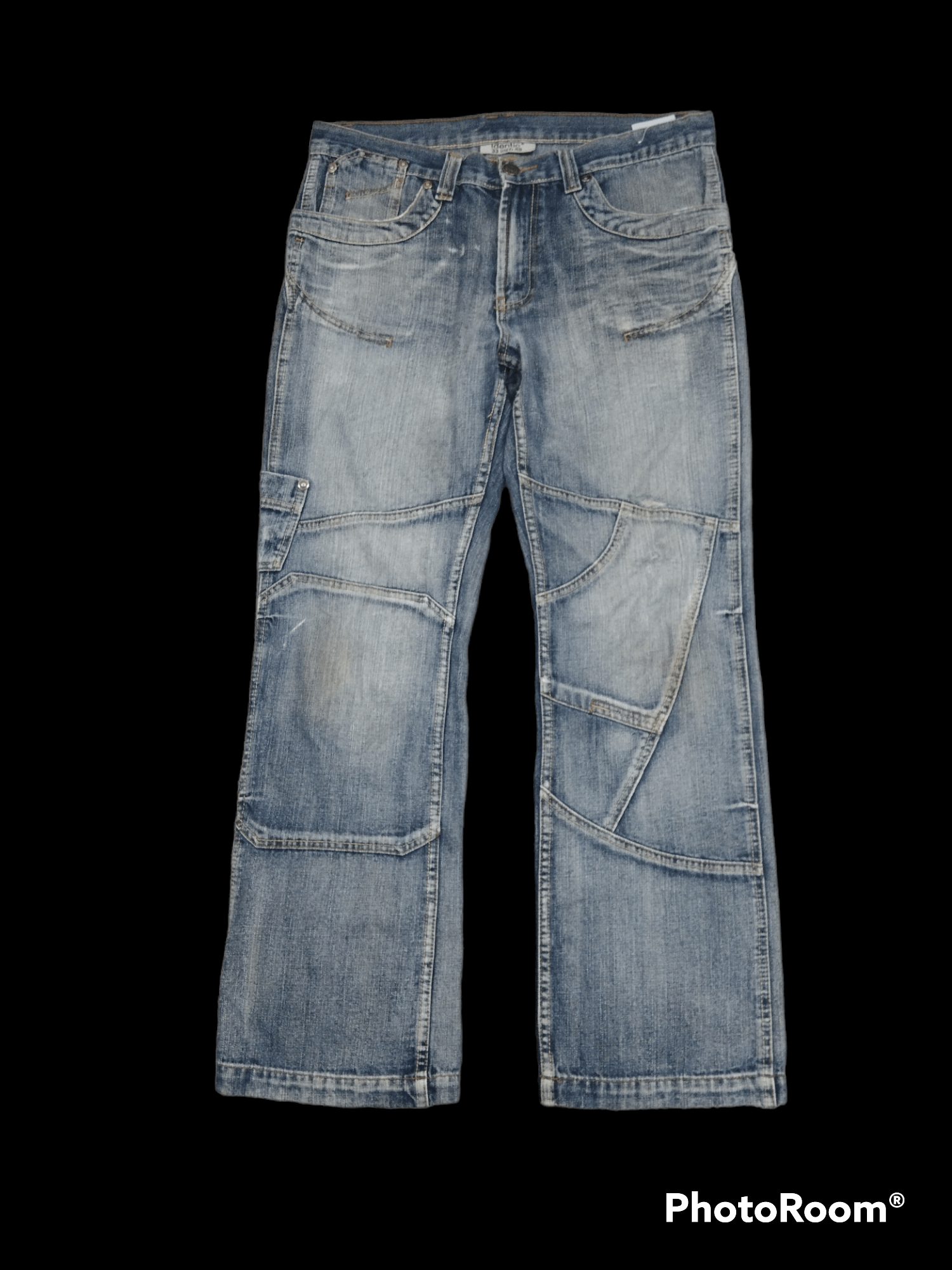 image of Distressed Denim x Hype Thrash Reconstructed Identic Denim Pants in Blue Distressed, Men's (Size 34