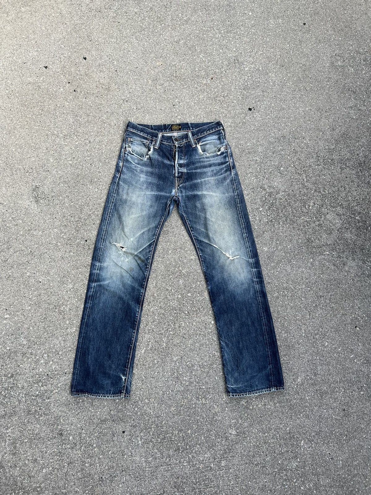 image of Engineered Garments x Needles Vintage Cootie Japan Damaged Ripped Denim Selvedge Jeans (Size 31)