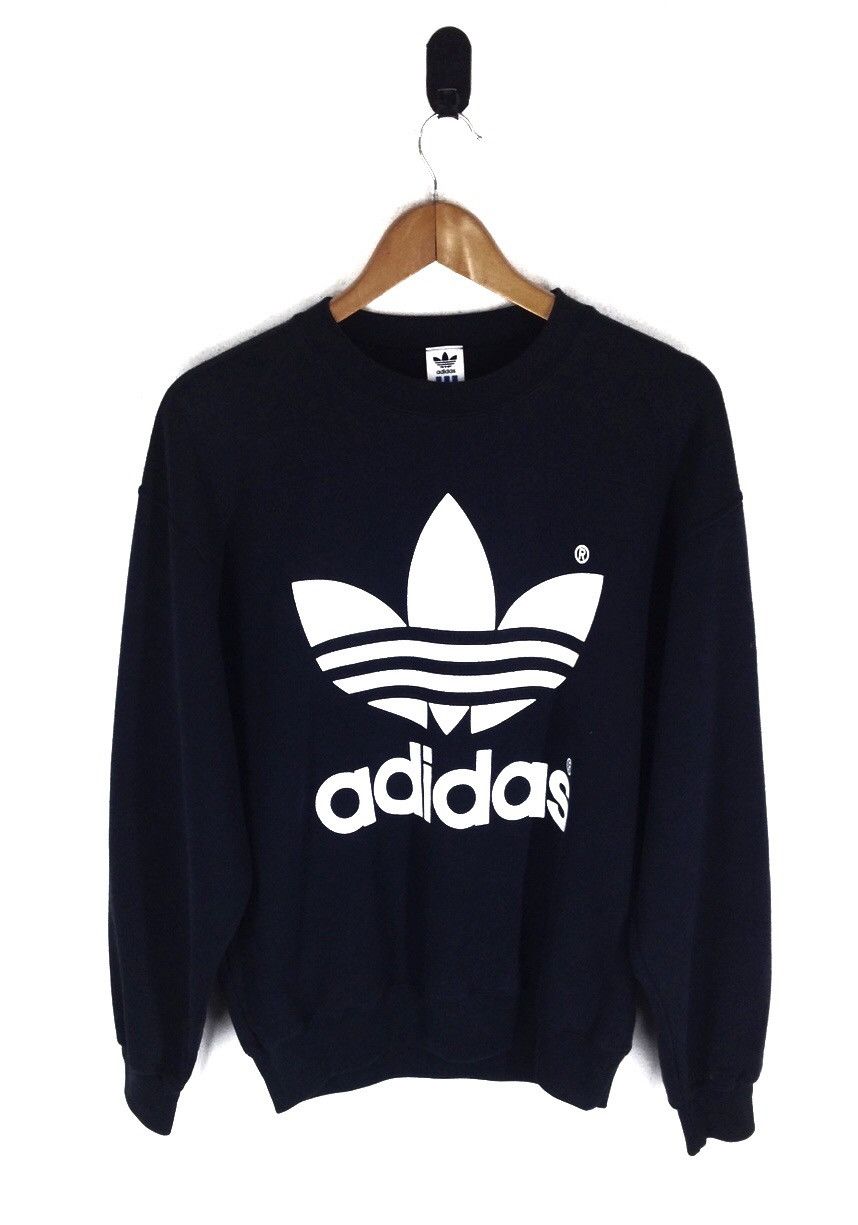 Adidas Vintage Adidas Big Logo Sweatshirt trefoil 1990s Hip Hop Size US M / EU 48-50 / 2 - 1 Thumbnail