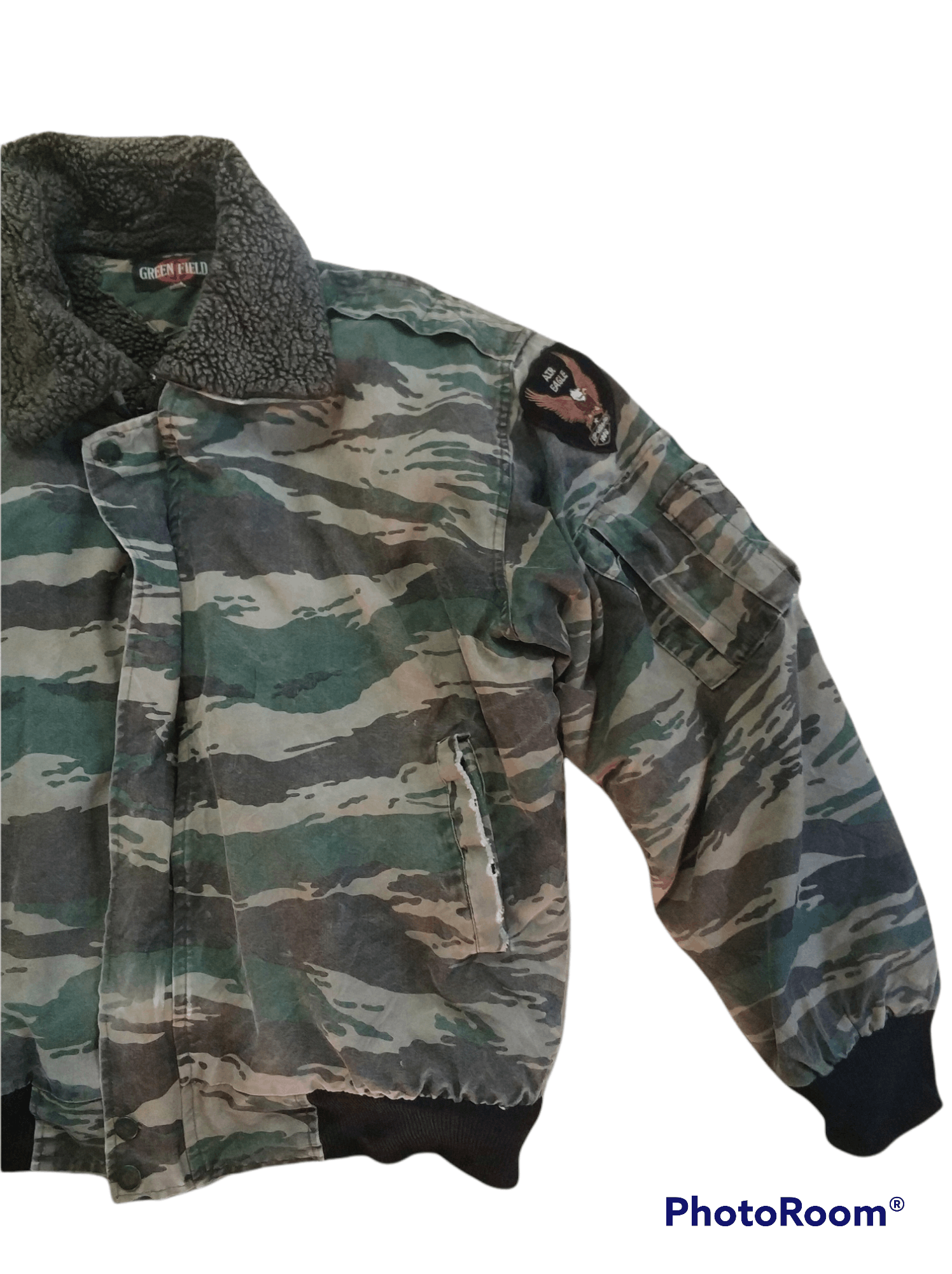 Other 🔥Distressed Green Field Army Sherpa Bomber Jacket Size US M / EU 48-50 / 2 - 3 Thumbnail
