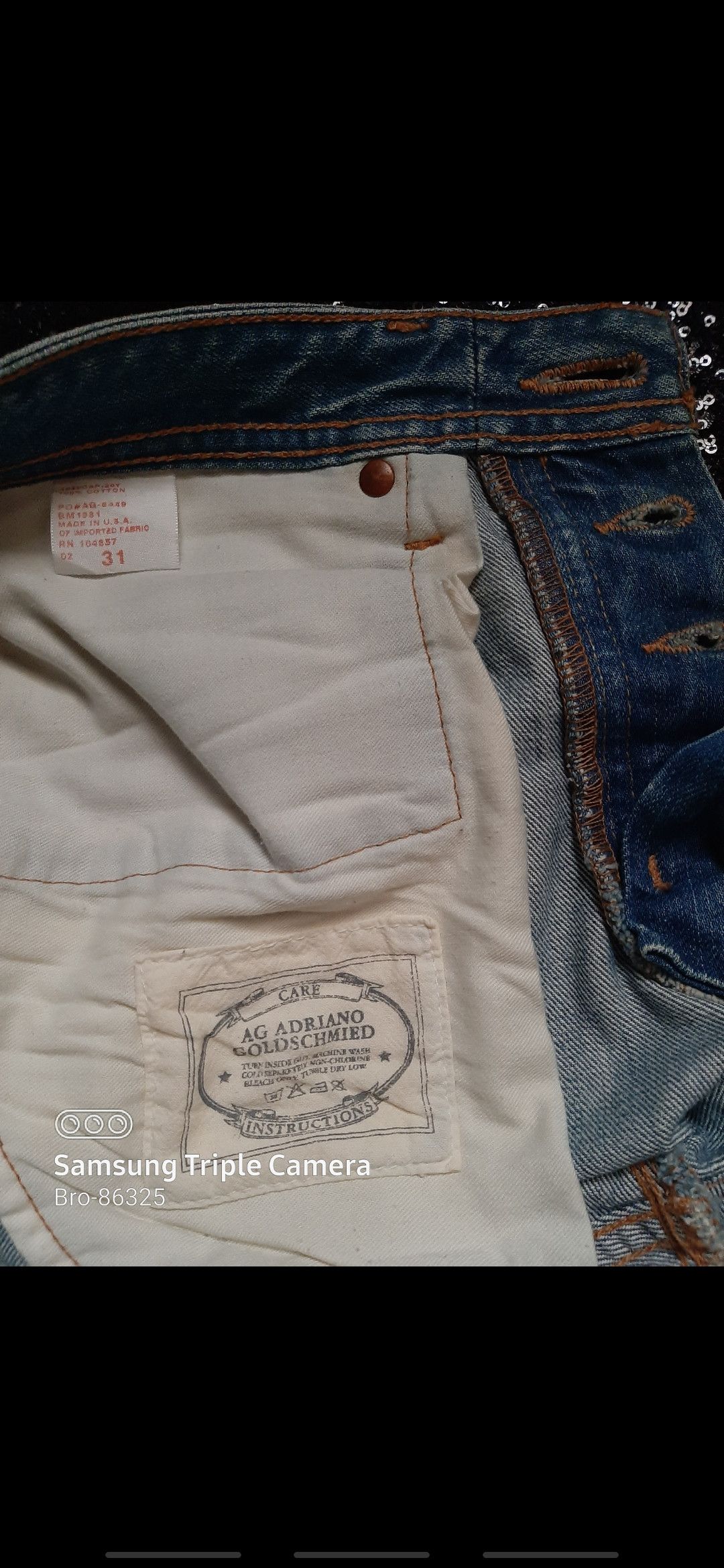 AG Adriano Goldschmied AG ITALIAN FASHION DESIGNER SLIM STRAIGHT LEG DISTRESE DENI Size US 31 - 10 Thumbnail