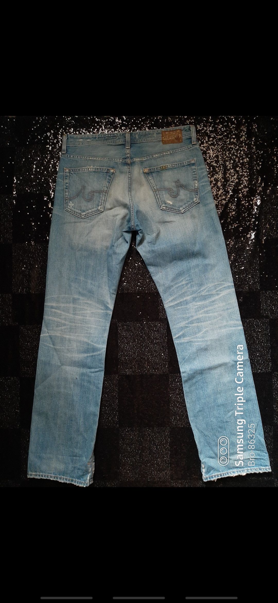 image of Ag Adriano Goldschmied x Distressed Denim Ag Italian Fashion Designer Slim Straight Leg Distrese De