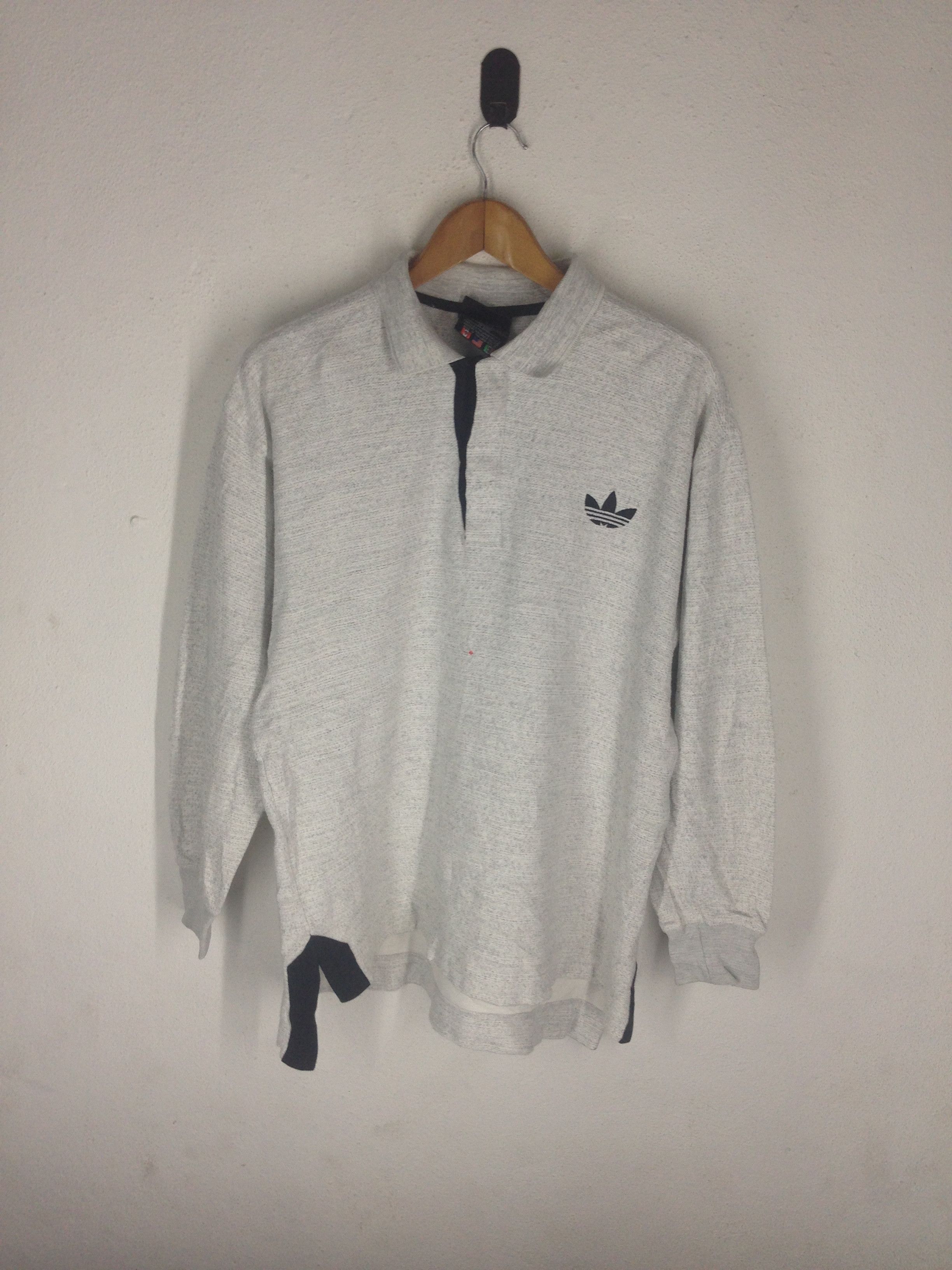 Adidas Rare!! 90's Adidas Long Sleeve Polos Shirt Sport Streetware Size US M / EU 48-50 / 2 - 1 Thumbnail