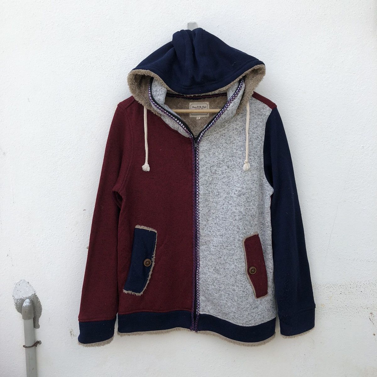 Japanese Brand FLEECE JACKET TRITONE COLOUR POWER TO THE PEOPLE Size US M / EU 48-50 / 2 - 9 Thumbnail