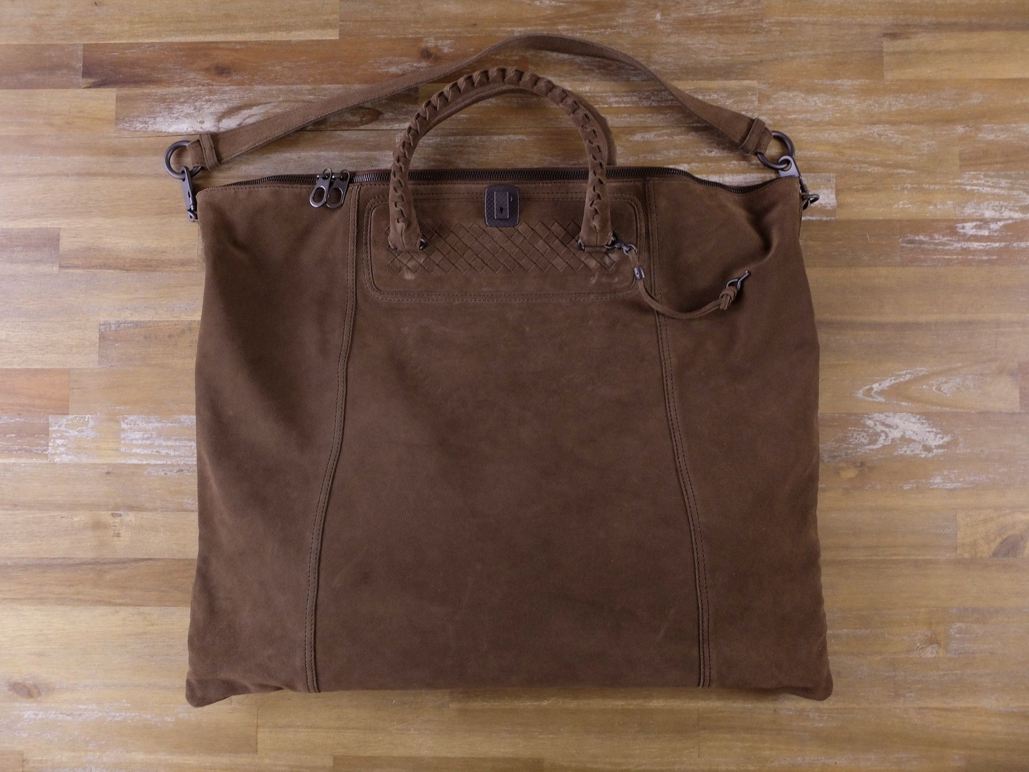 Bottega Veneta BOTTEGA VENETA brown suede holdall bag intrecciato details Size ONE SIZE - 1 Thumbnail