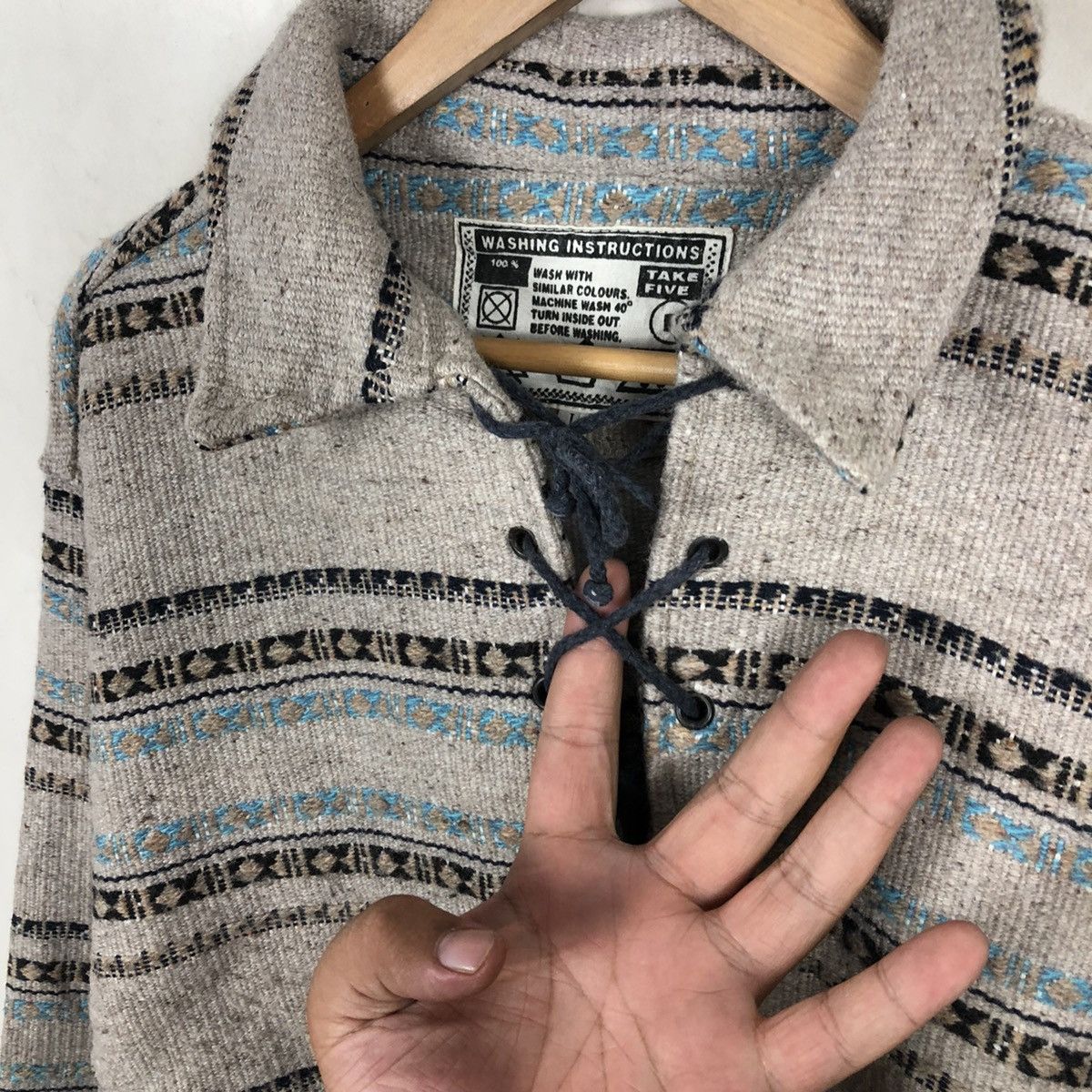Japanese Brand 🔥VINTAGE WOOL JACKET PULL OVER NATIVE NAVAJO AZTEC KAPITAL Size US L / EU 52-54 / 3 - 6 Thumbnail