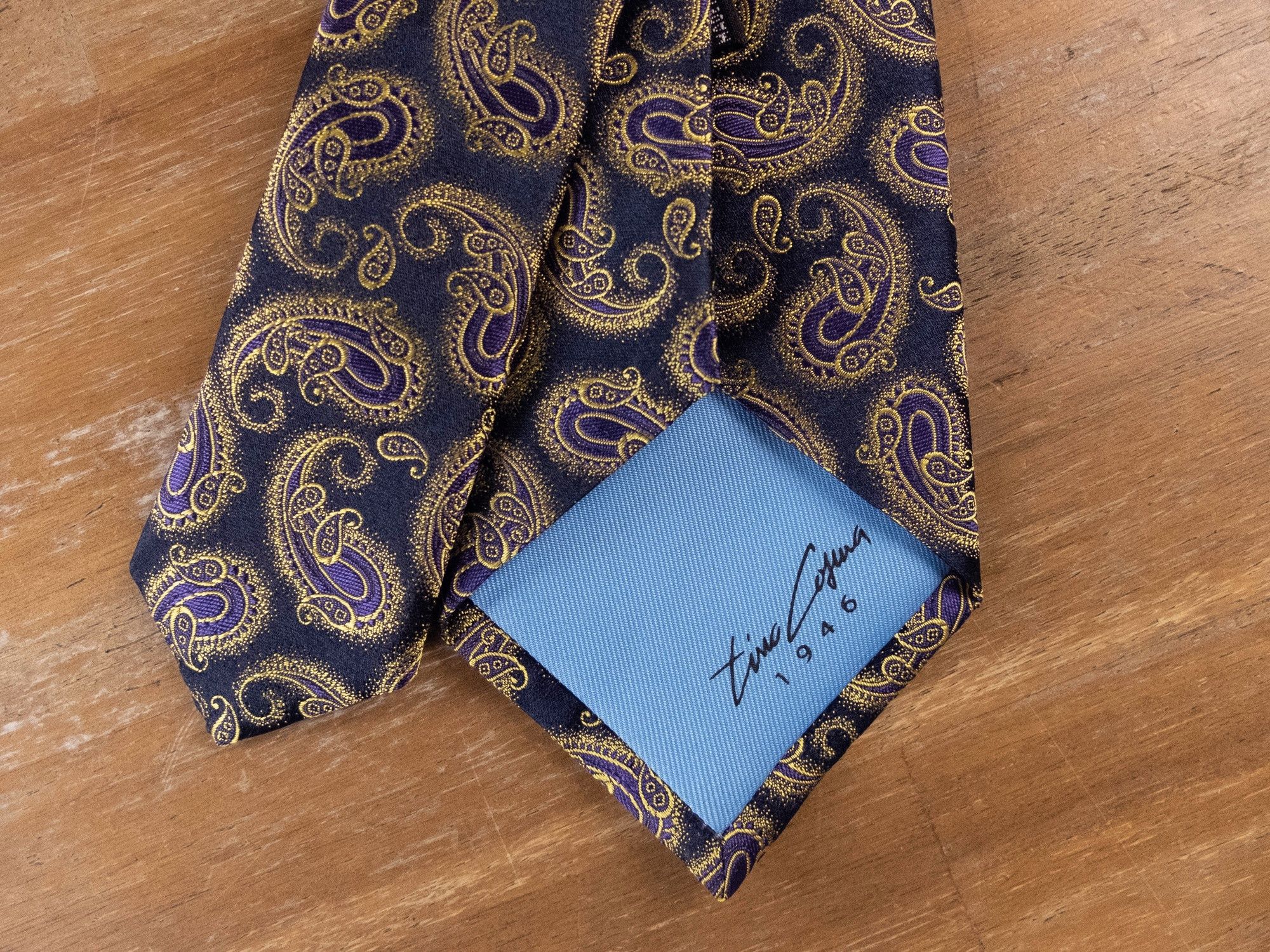 Other TINO COSMA navy blue paisley motif silk tie authentic NWT Size ONE SIZE - 5 Thumbnail