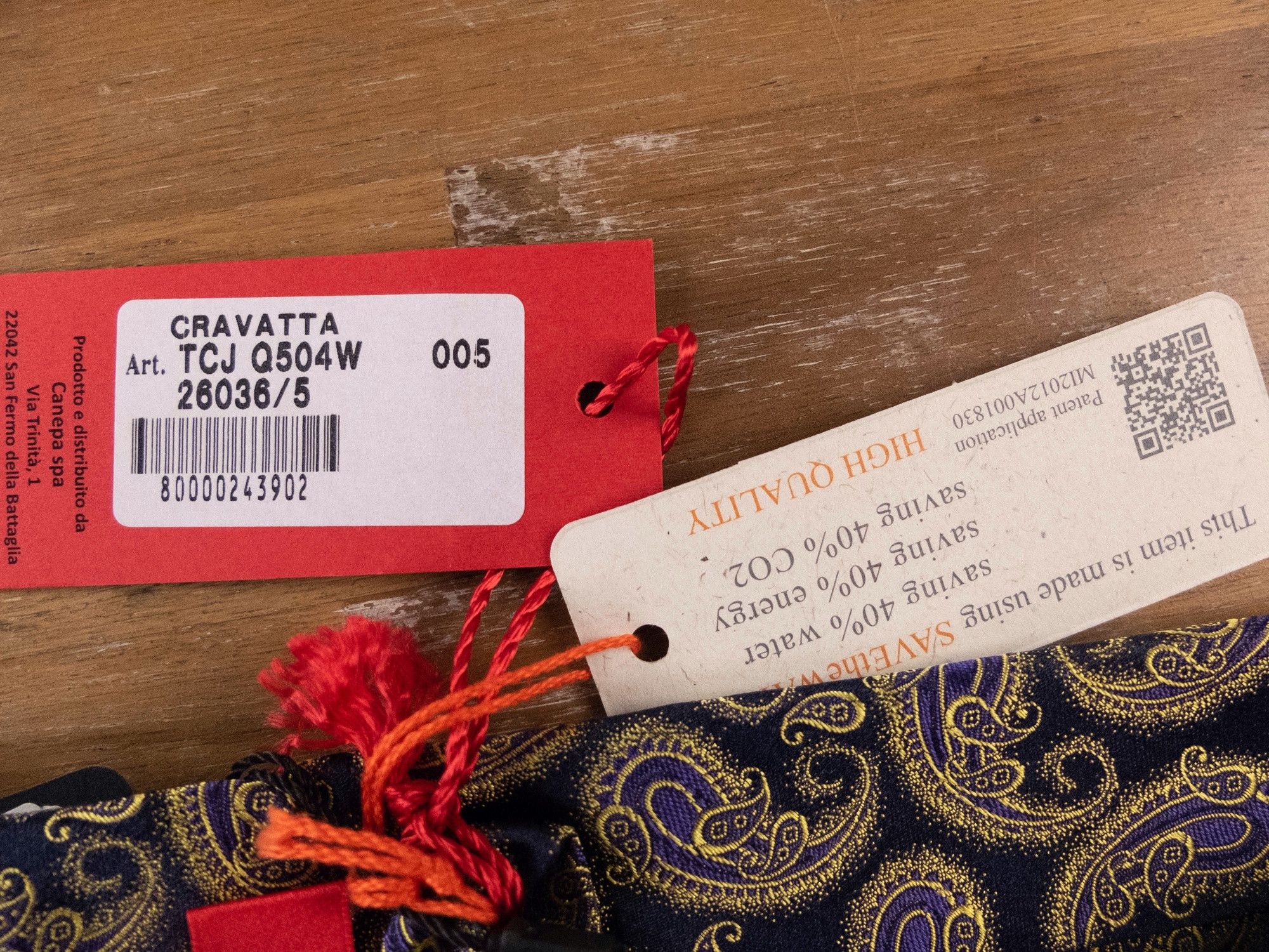 Other TINO COSMA navy blue paisley motif silk tie authentic NWT Size ONE SIZE - 3 Thumbnail