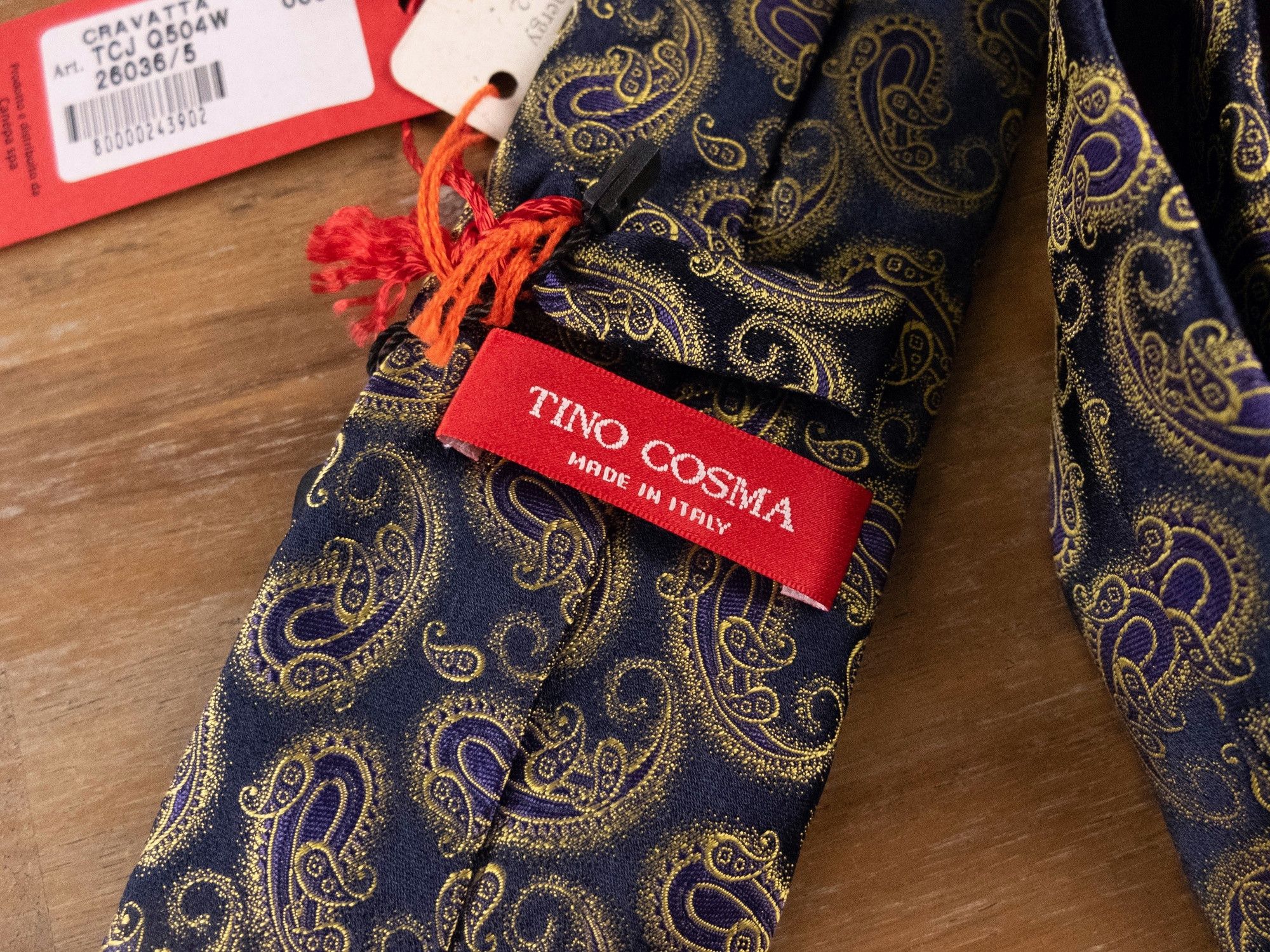 Other TINO COSMA navy blue paisley motif silk tie authentic NWT Size ONE SIZE - 4 Thumbnail