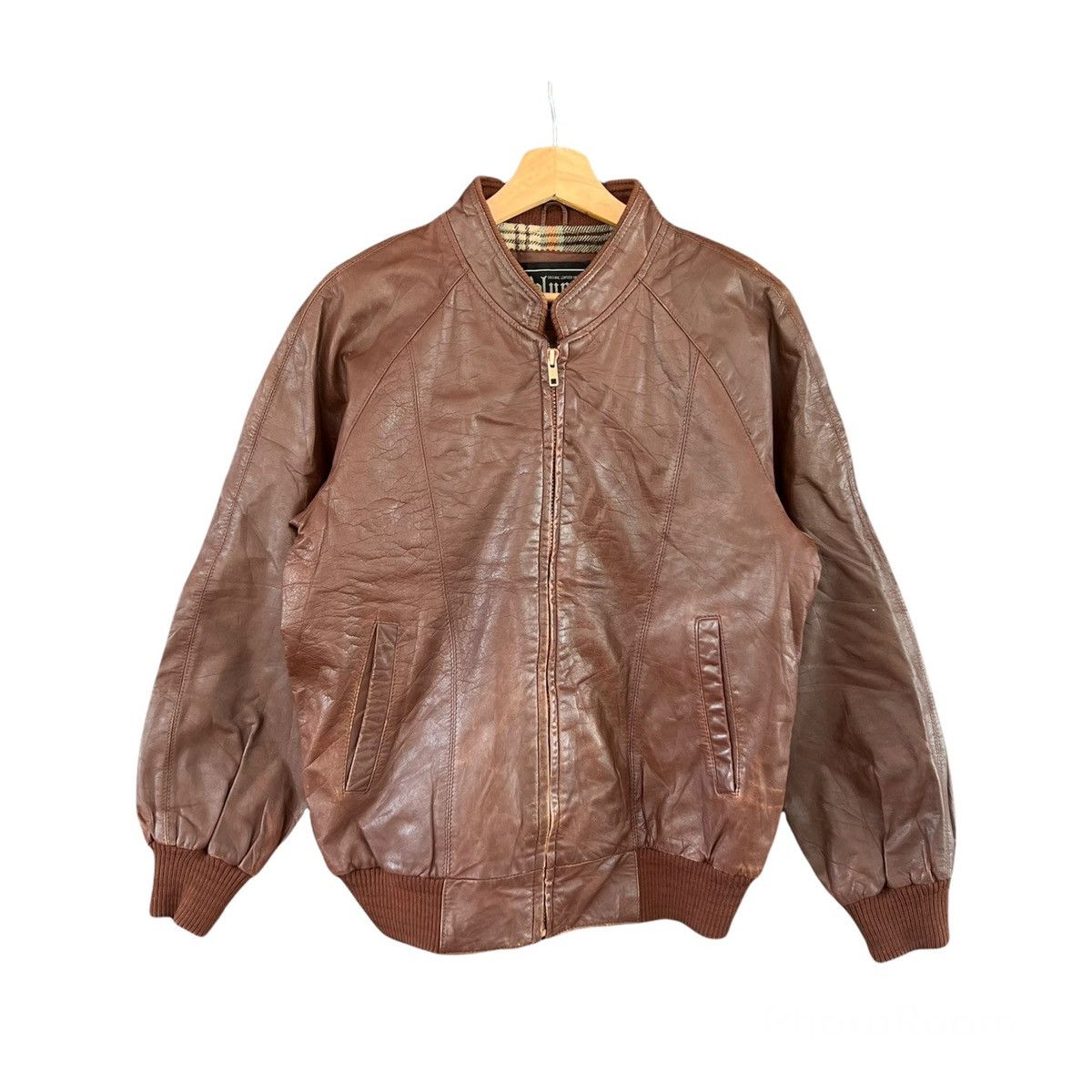 Japanese Brand VINTAGE BOLUNT BOMBER JACKET LEATHER TARTAN LINING DESIGN Size US L / EU 52-54 / 3 - 1 Thumbnail