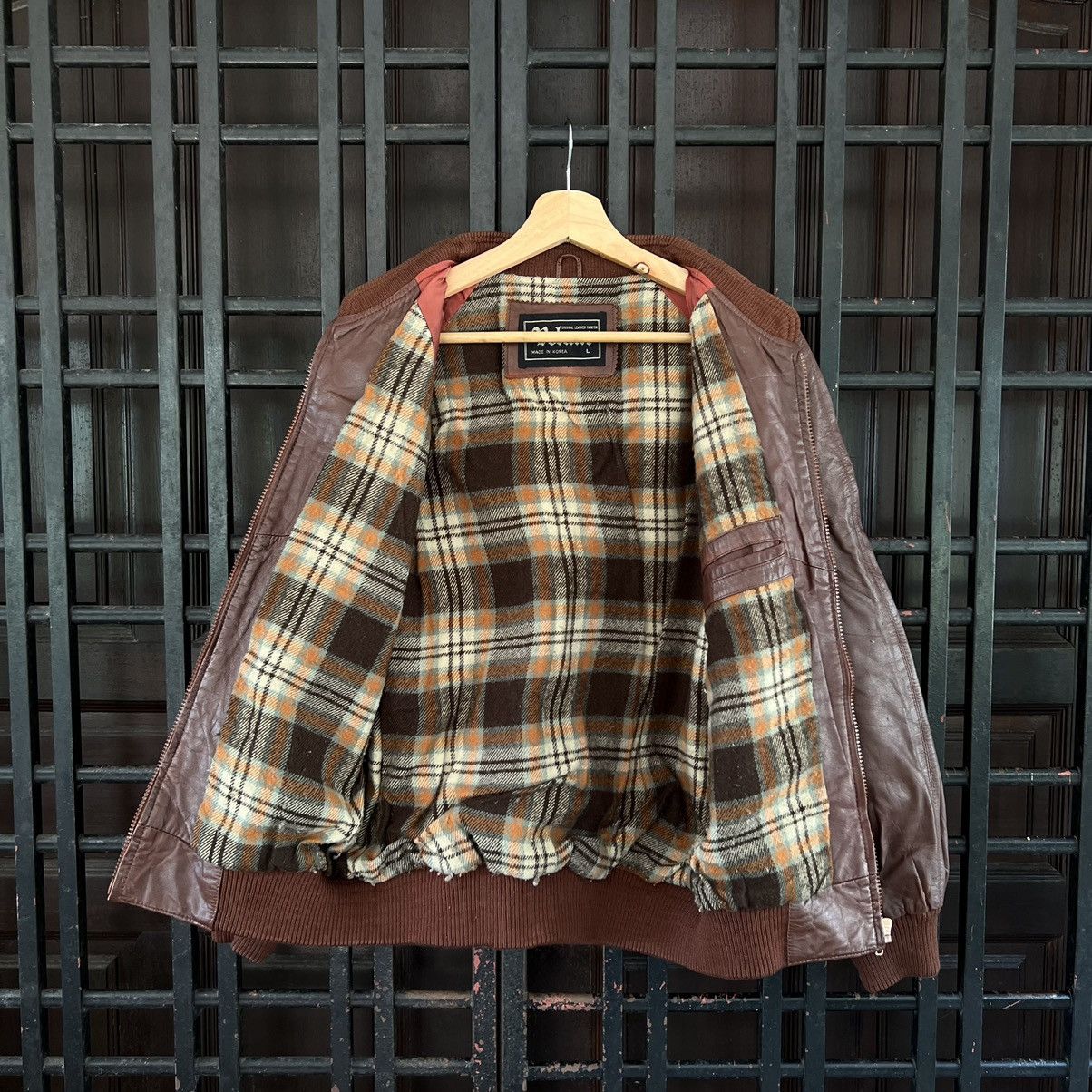 Japanese Brand VINTAGE BOLUNT BOMBER JACKET LEATHER TARTAN LINING DESIGN Size US L / EU 52-54 / 3 - 8 Thumbnail