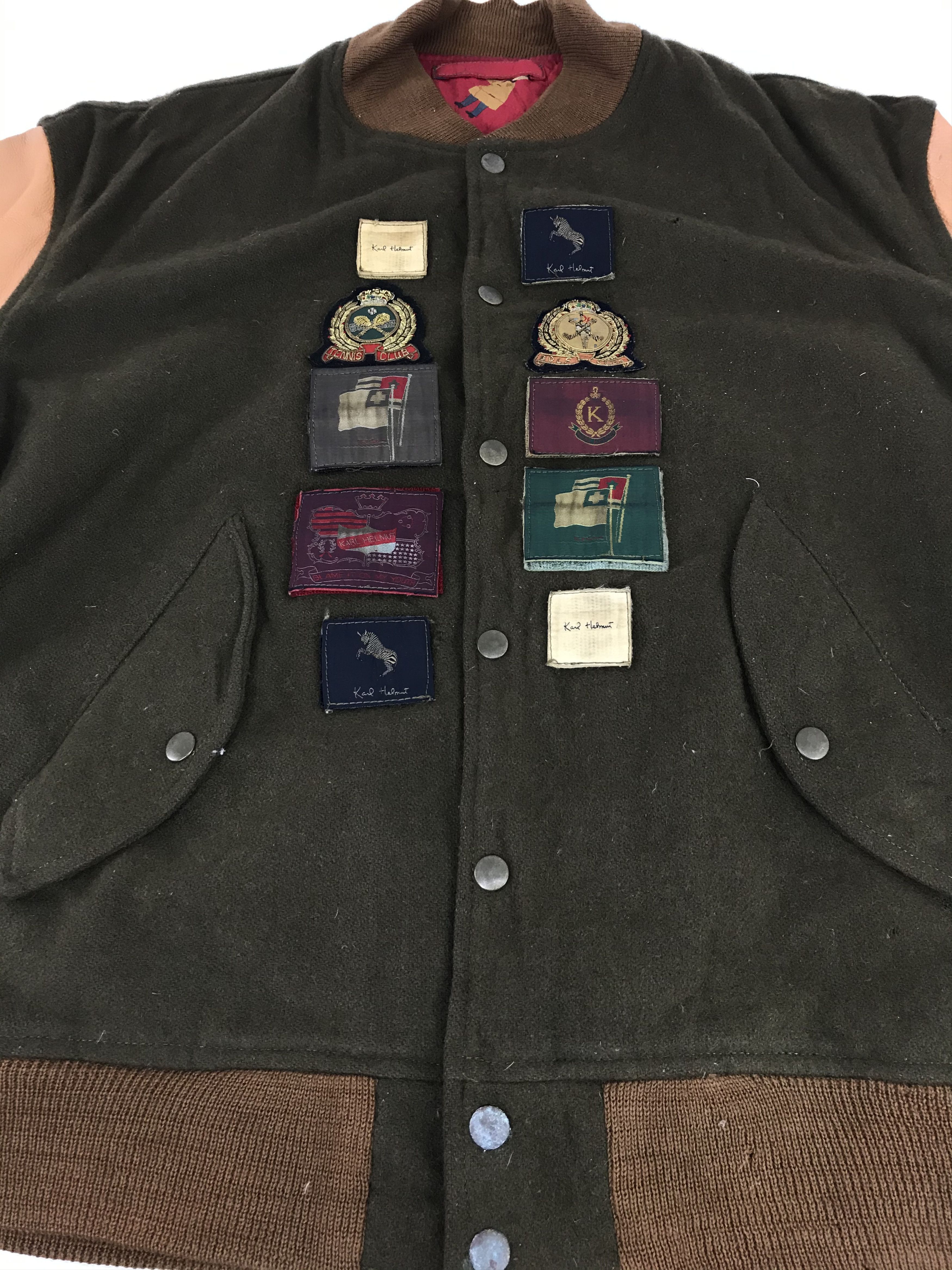 Karl Helmut Very Rare Vintage Karl Helmut Varsity Leather Wool Jacket Size US XL / EU 56 / 4 - 1 Thumbnail