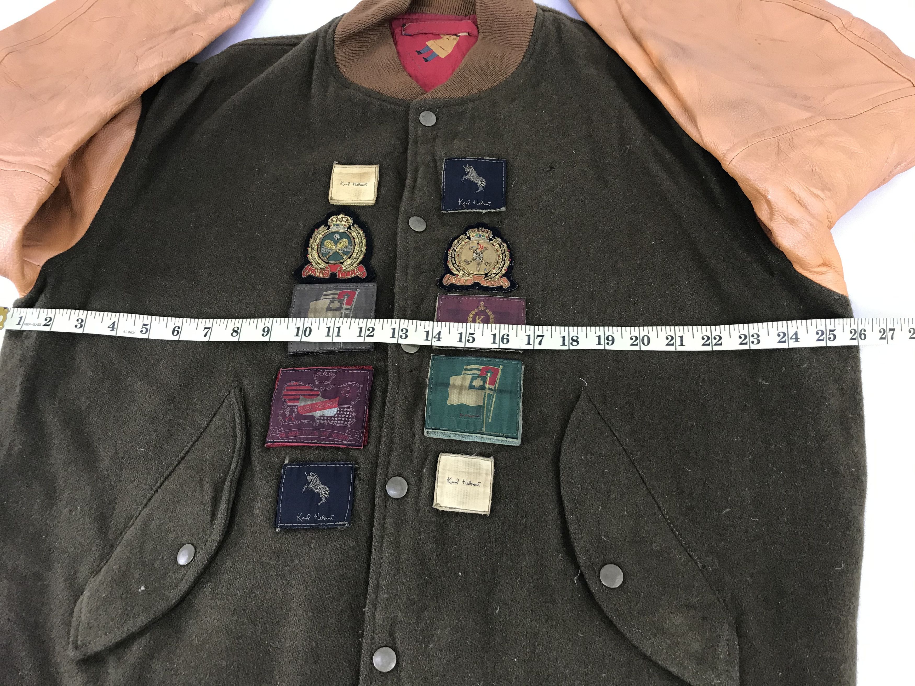 Karl Helmut Very Rare Vintage Karl Helmut Varsity Leather Wool Jacket Size US XL / EU 56 / 4 - 9 Thumbnail