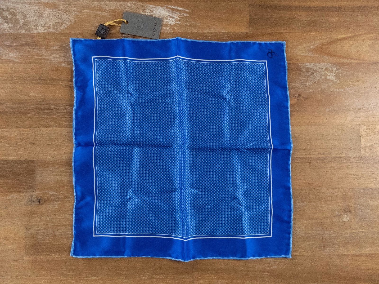 Canali CANALI blue round print silk pocket square authentic NWT Size ONE SIZE - 1 Thumbnail
