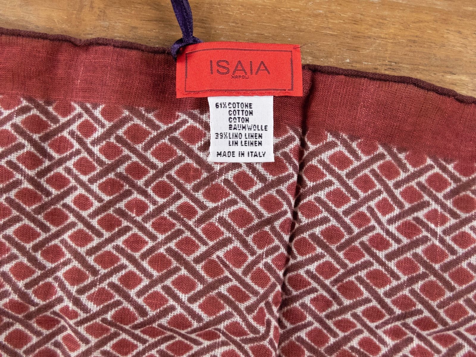 Isaia ISAIA red geometric print cotton linen pocket square Size ONE SIZE - 4 Thumbnail