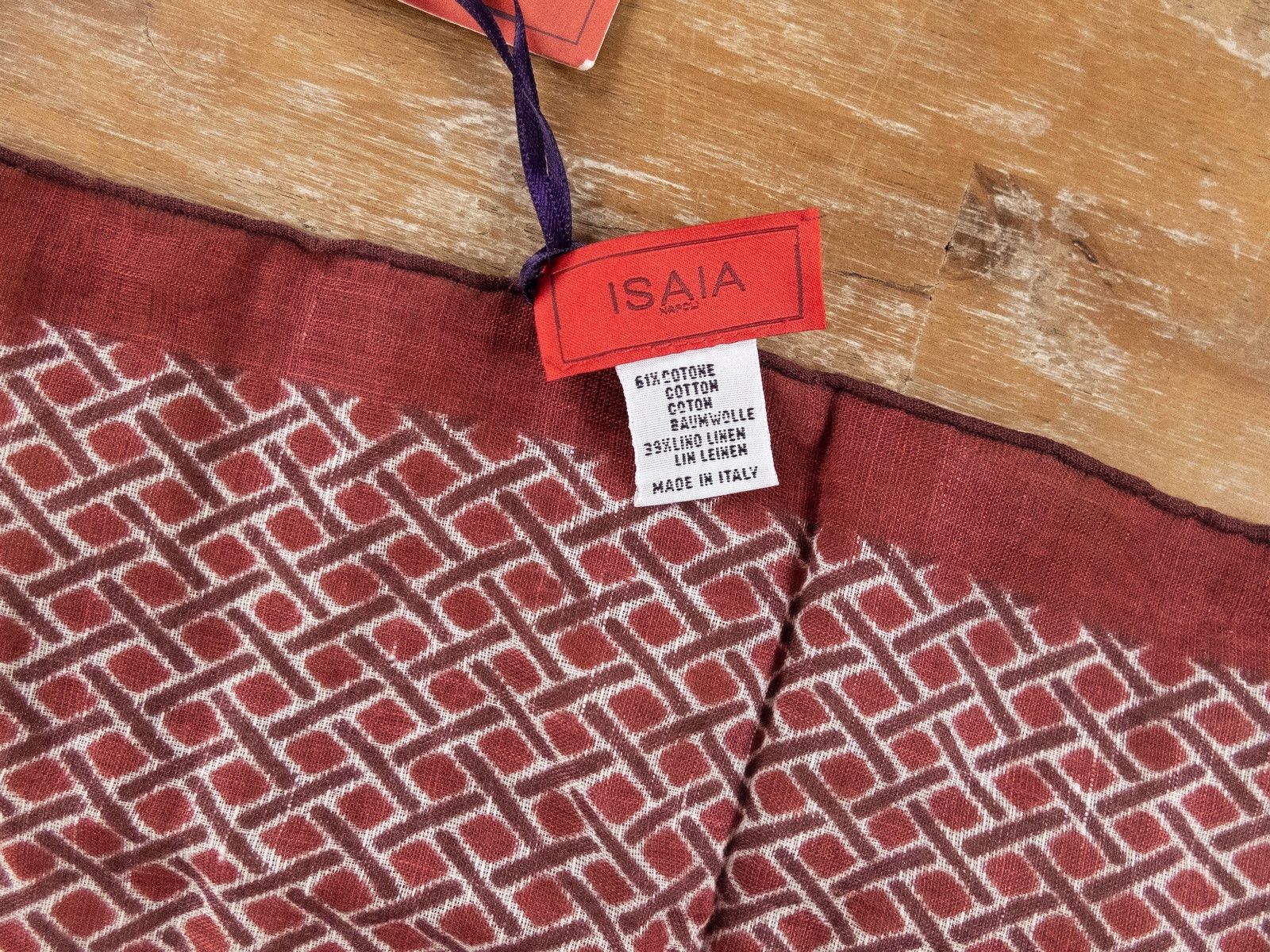 Isaia ISAIA red geometric print cotton linen pocket square Size ONE SIZE - 5 Thumbnail