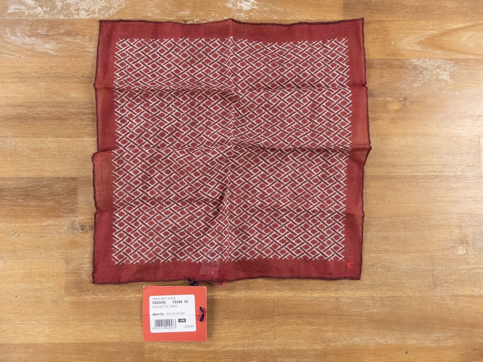 Isaia ISAIA red geometric print cotton linen pocket square Size ONE SIZE - 1 Thumbnail