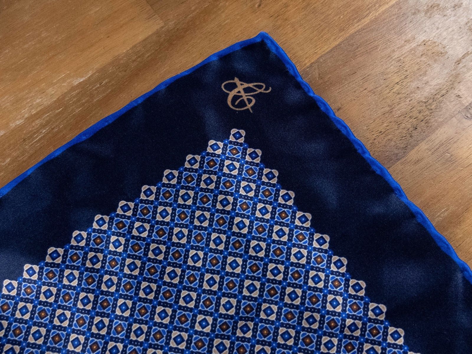 Canali CANALI navy blue geometric print silk pocket square NWT Size ONE SIZE - 2 Thumbnail