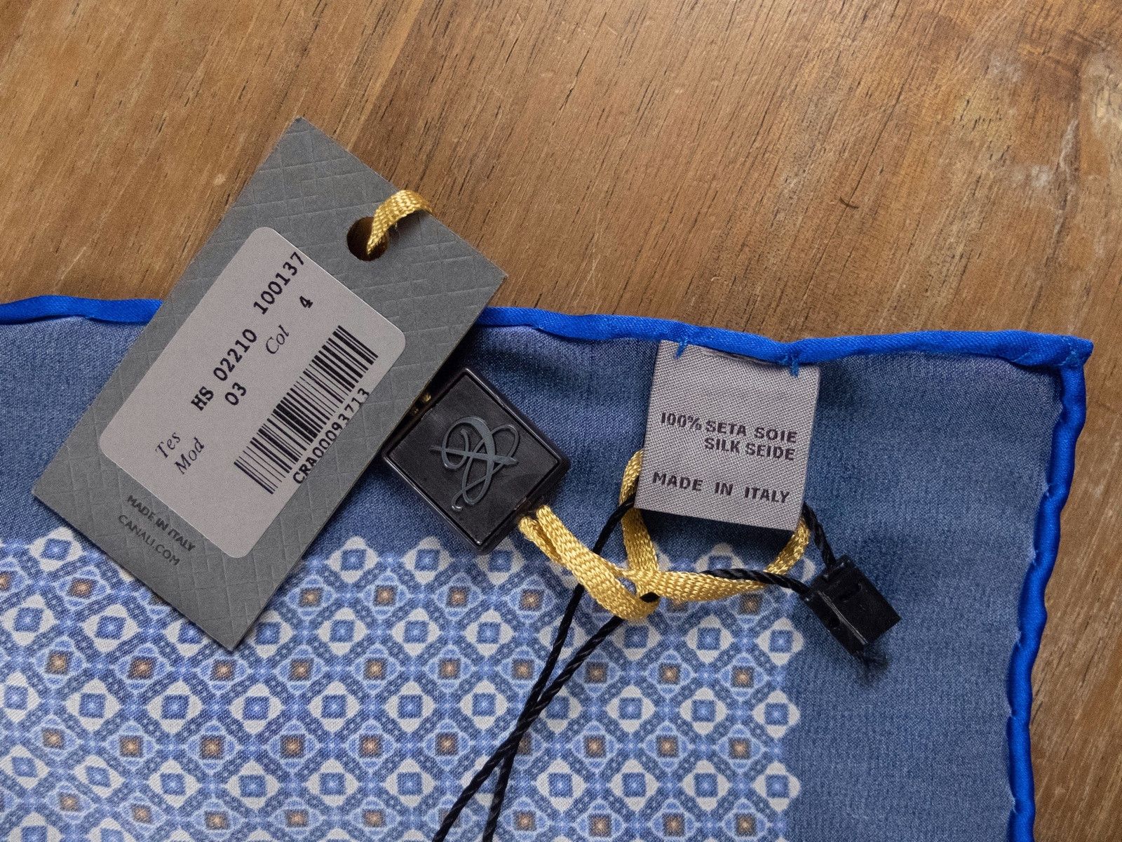 Canali CANALI navy blue geometric print silk pocket square NWT Size ONE SIZE - 3 Thumbnail
