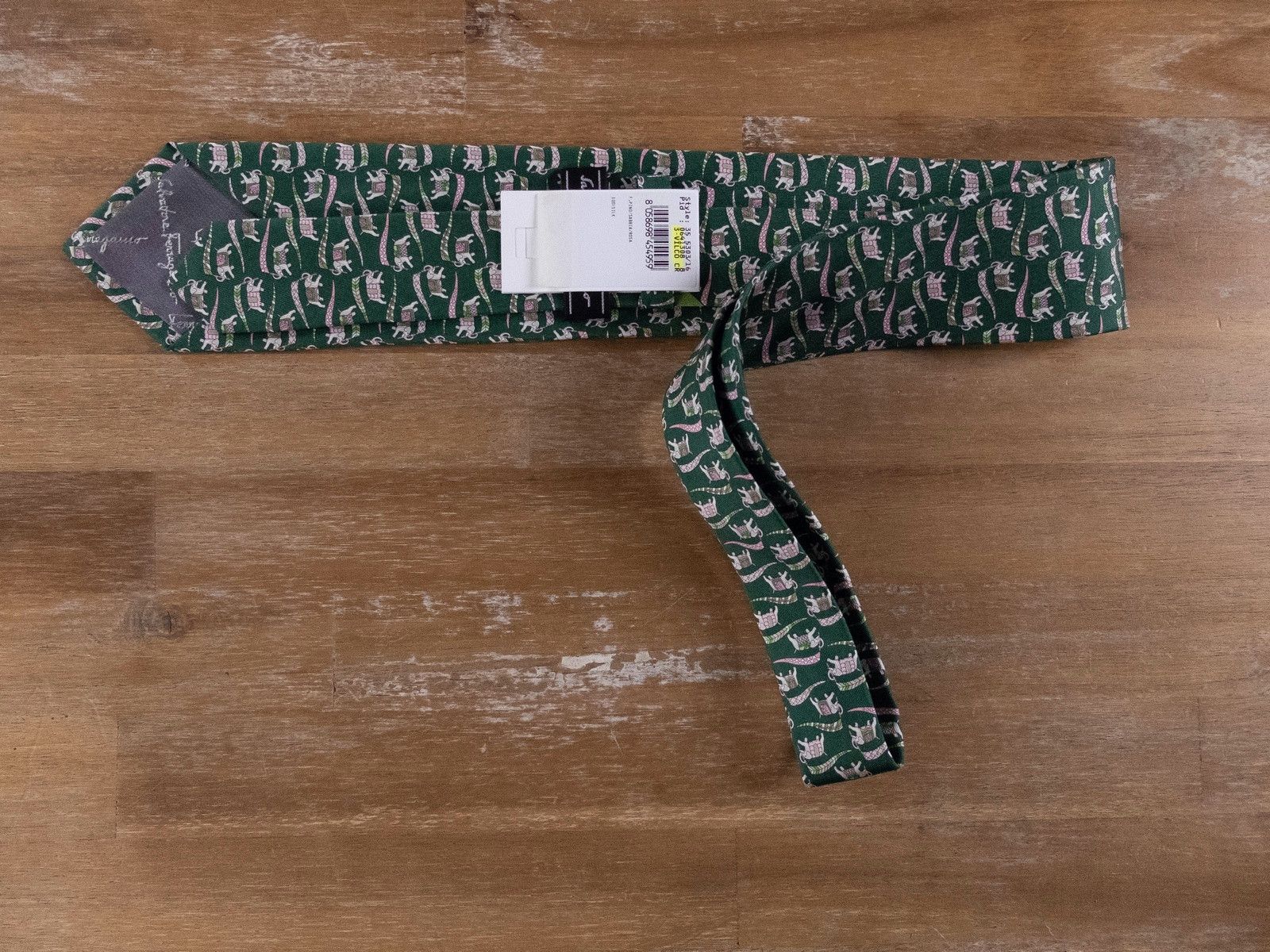 Salvatore Ferragamo SALVATORE FERRAGAMO green Indian elephant print silk tie Size ONE SIZE - 2 Thumbnail