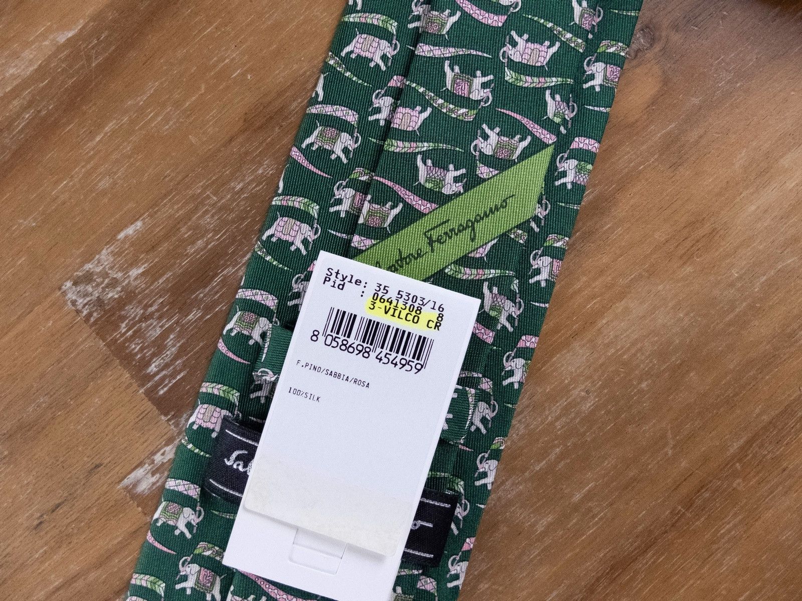 Salvatore Ferragamo SALVATORE FERRAGAMO green Indian elephant print silk tie Size ONE SIZE - 3 Thumbnail