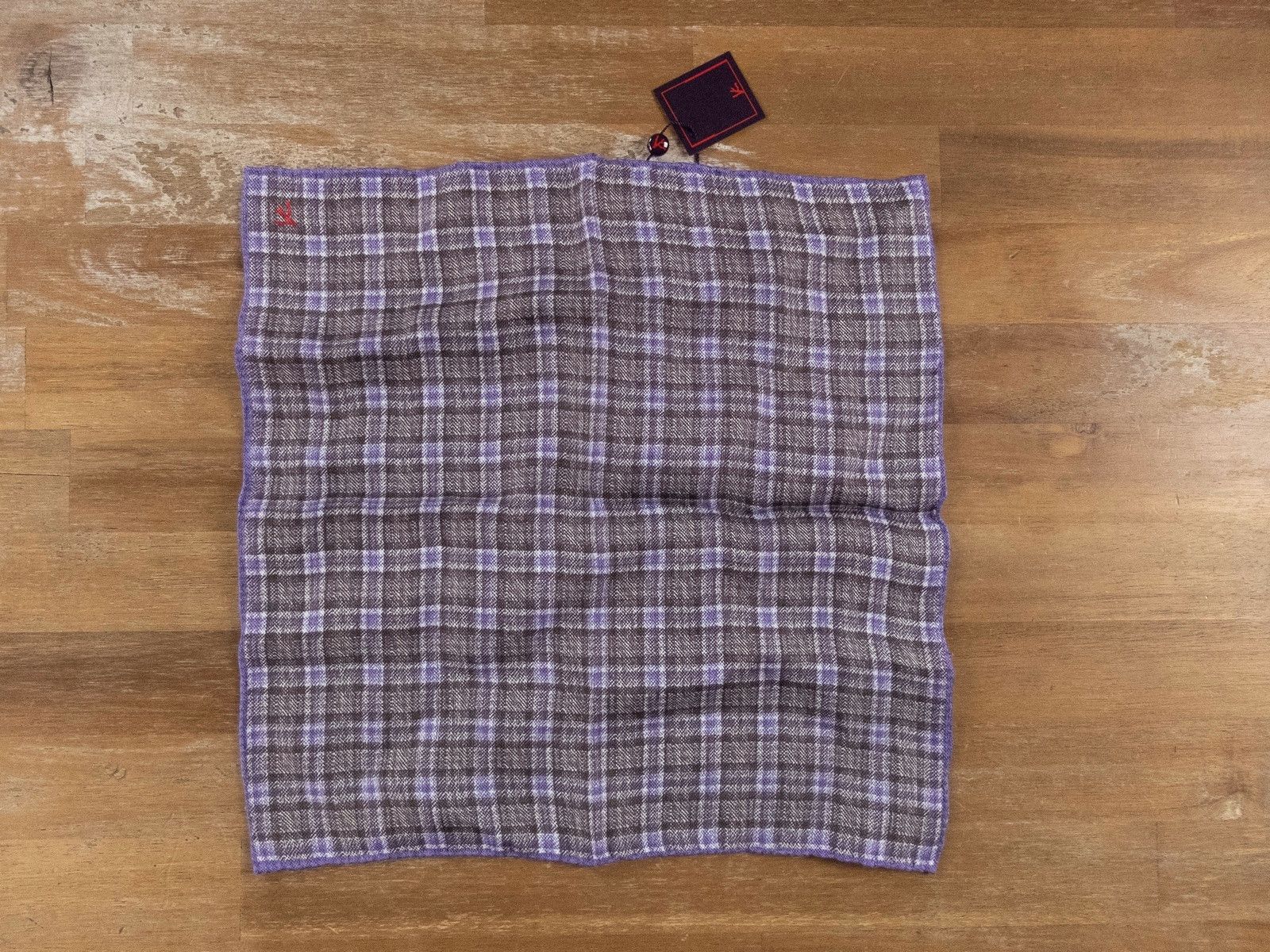 Isaia ISAIA gray lilac reversible plaid linen silk pocket square Size ONE SIZE - 1 Thumbnail