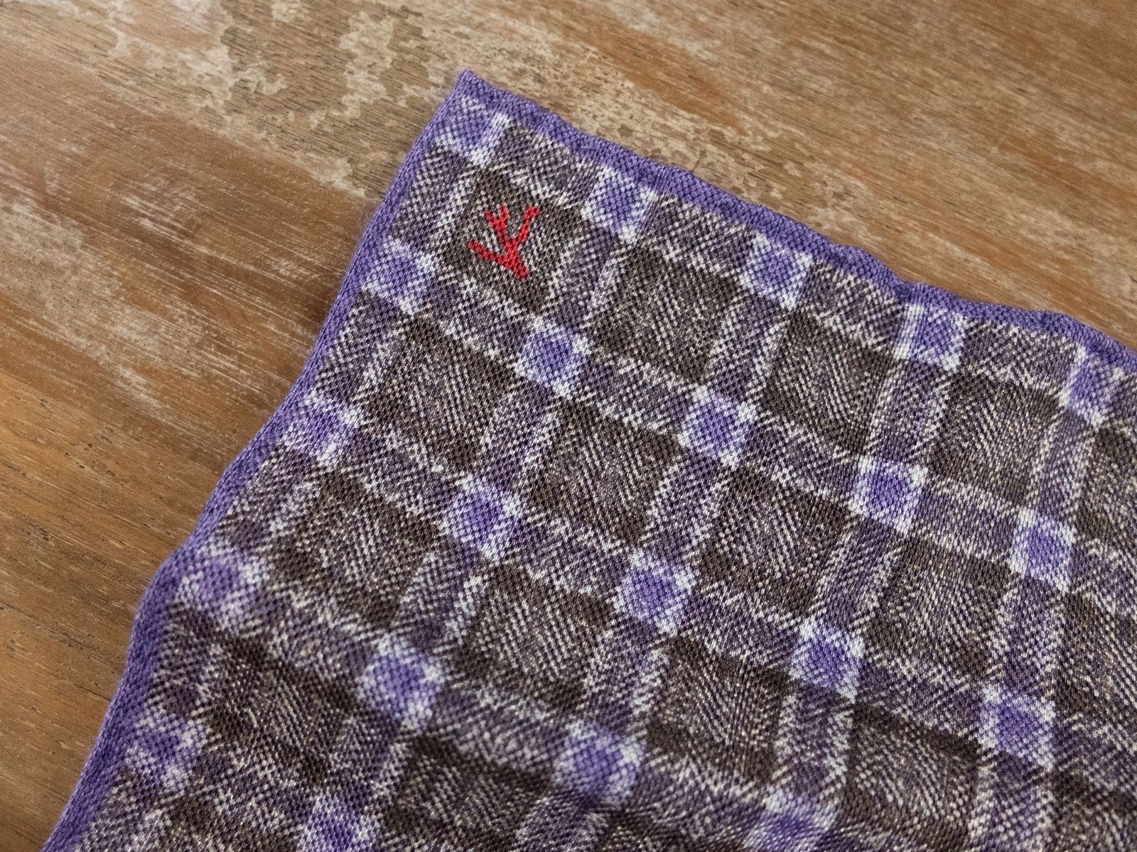 Isaia ISAIA gray lilac reversible plaid linen silk pocket square Size ONE SIZE - 2 Thumbnail