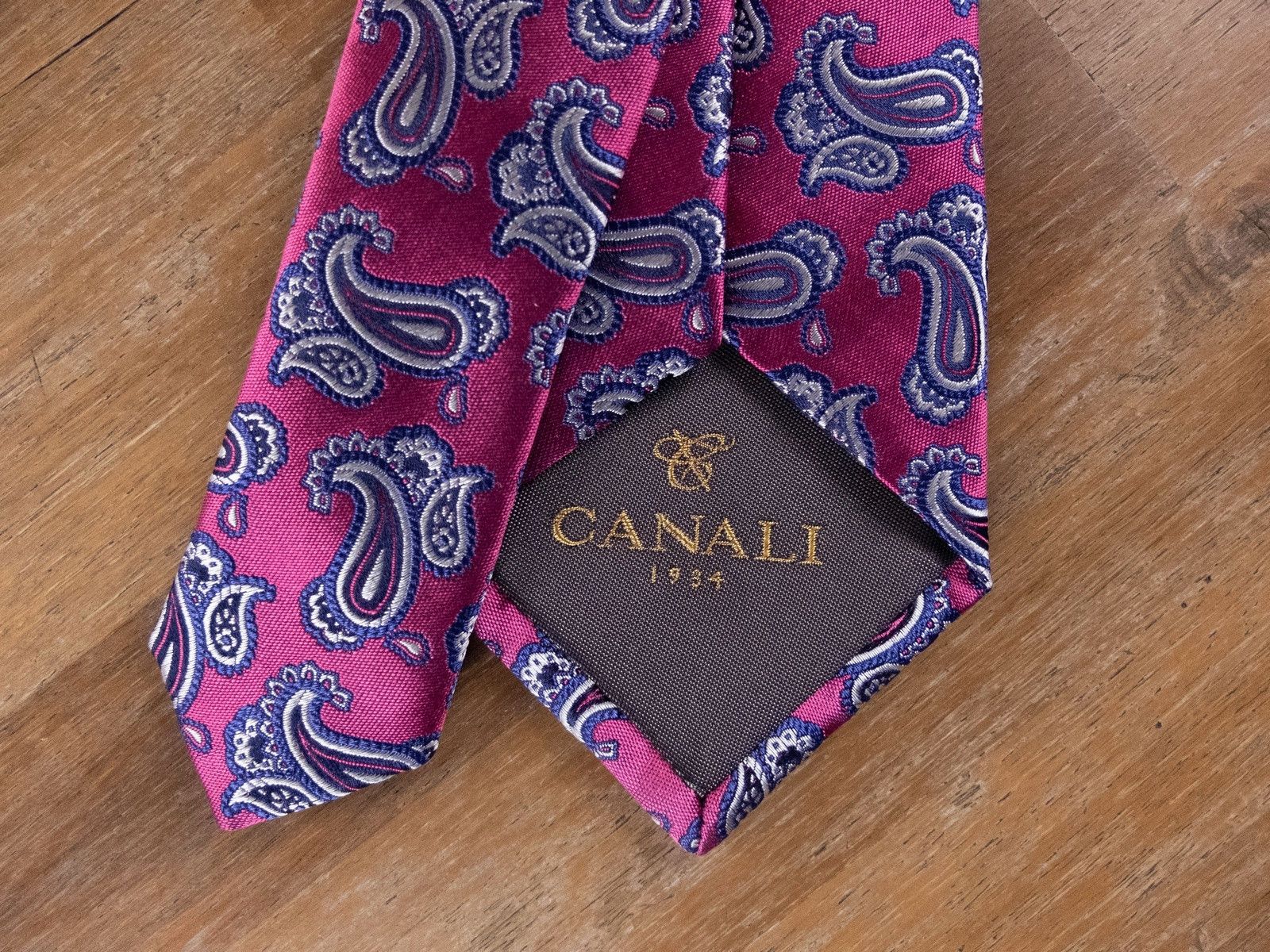 Canali CANALI pink paisley motif woven silk tie authentic NWT Size ONE SIZE - 3 Thumbnail