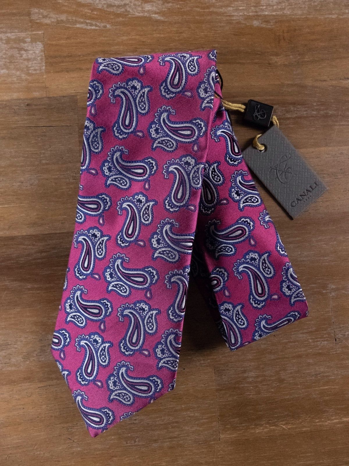 Canali CANALI pink paisley motif woven silk tie authentic NWT Size ONE SIZE - 1 Thumbnail