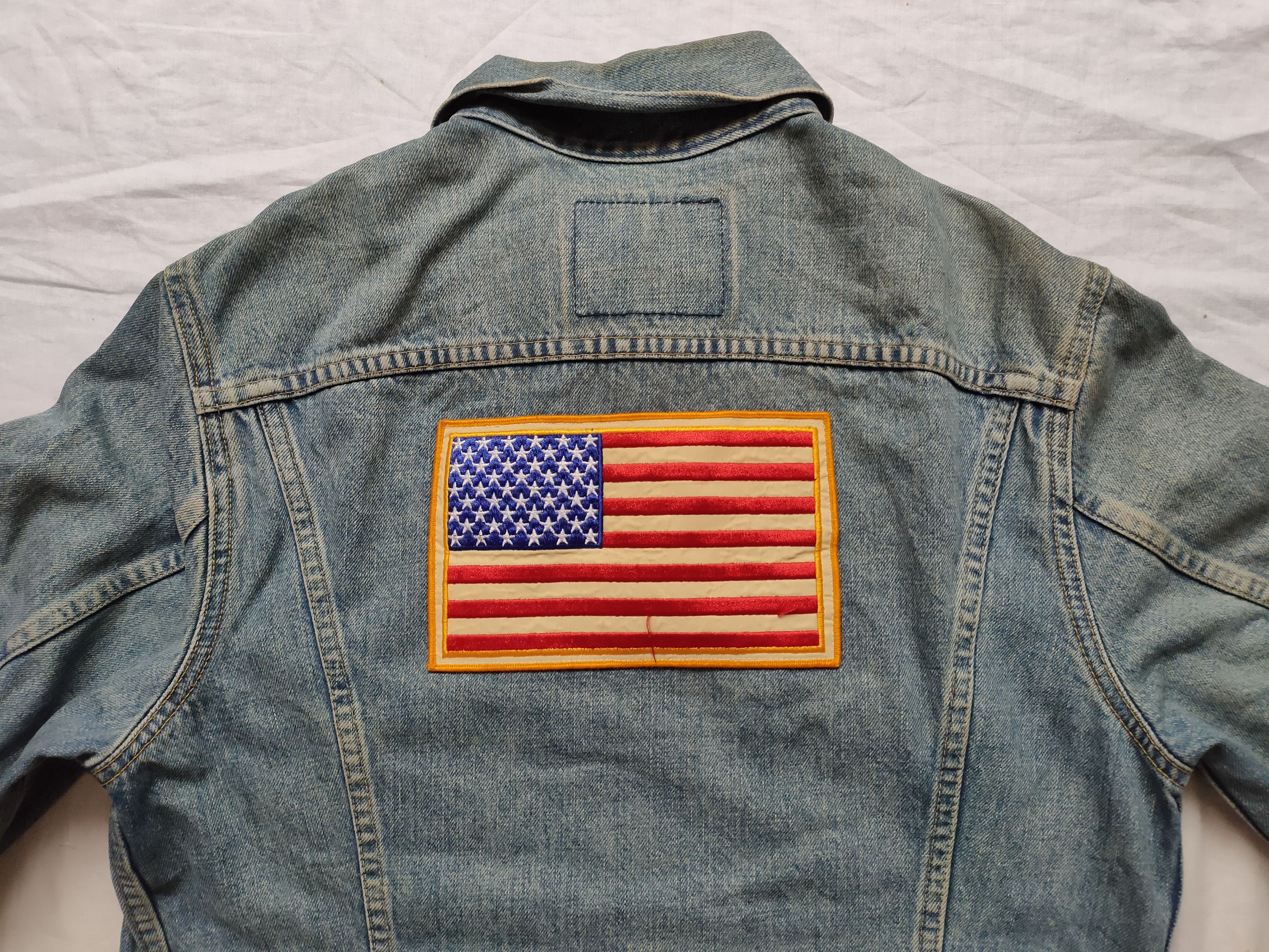 Vintage LEVIS BIG E Lot 71557 American Flag Denim Jacket