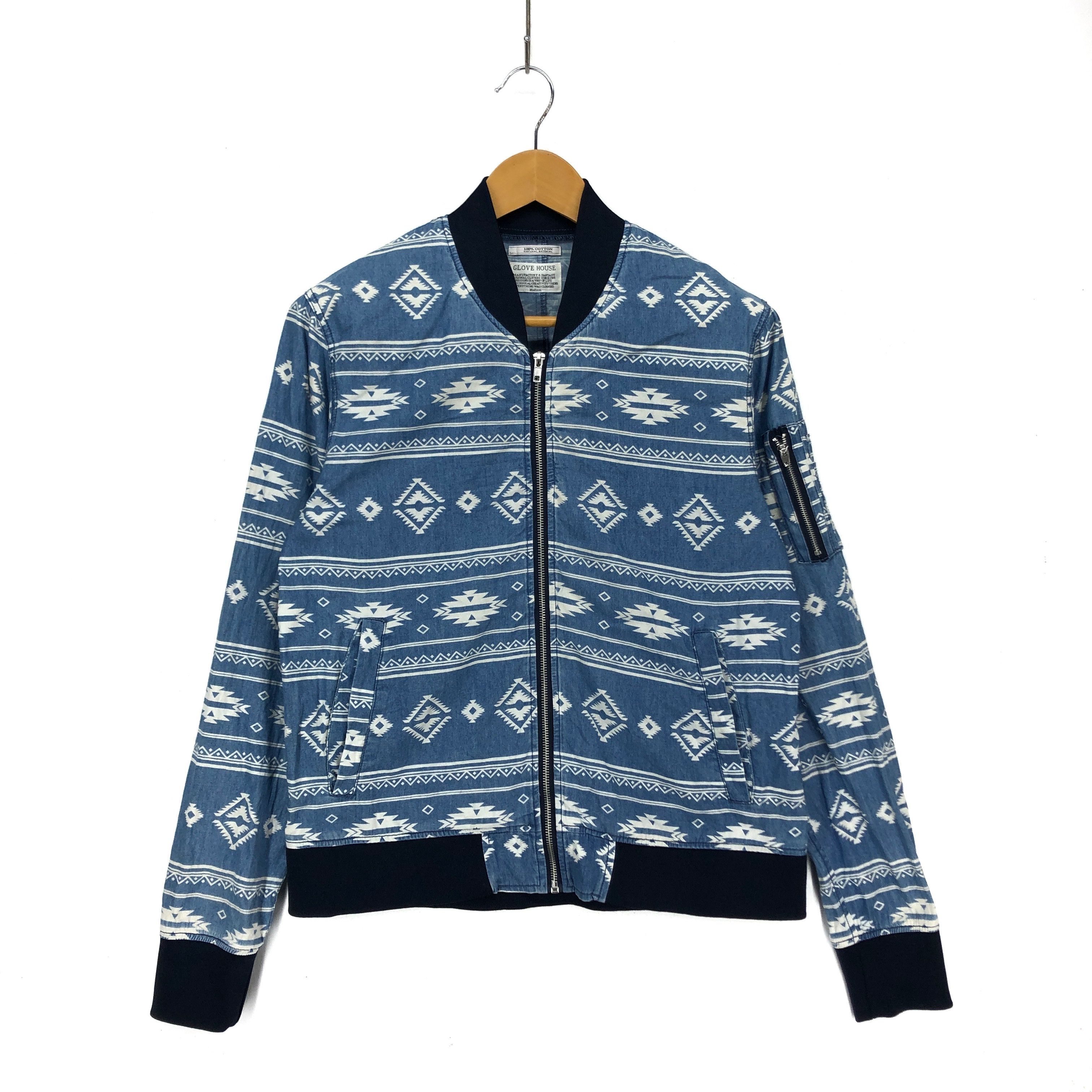 Japanese Brand GLOVE HOUSE Geometry Zipper Sweatshirt #1599-60 Size US M / EU 48-50 / 2 - 1 Thumbnail