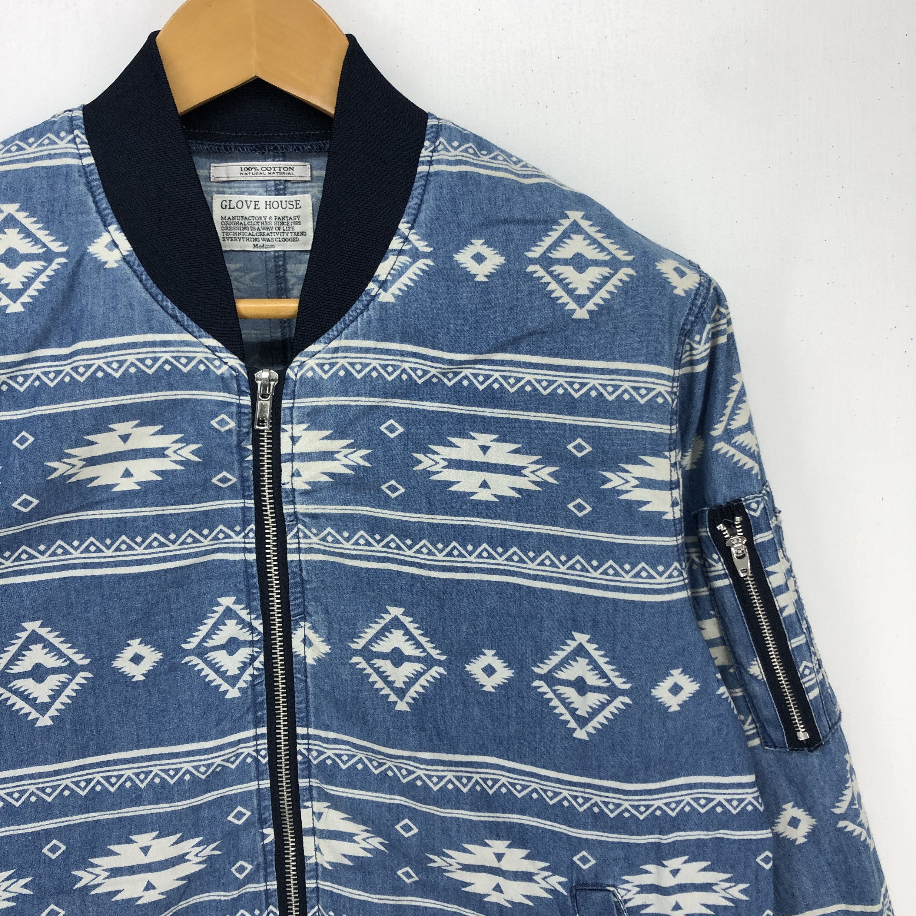 Japanese Brand GLOVE HOUSE Geometry Zipper Sweatshirt #1599-60 Size US M / EU 48-50 / 2 - 2 Thumbnail