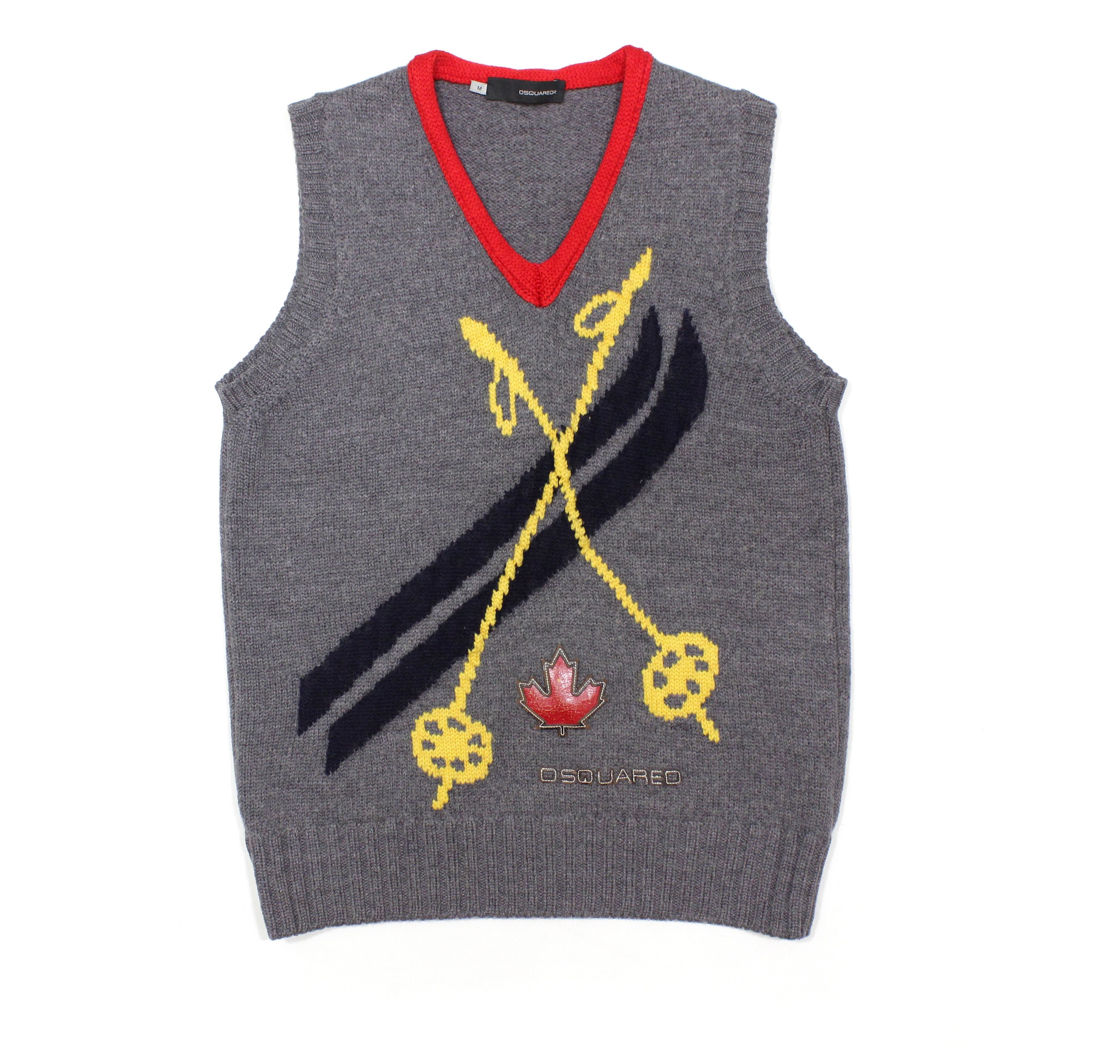 Dsquared2 Vintage Embroidered Logo Wool Knit Vest Size US M / EU 48-50 / 2 - 1 Thumbnail