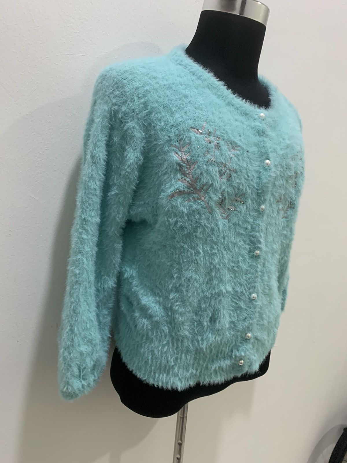 Aran Isles Knitwear × Japanese Brand HUSHUSH Embroidery Soft Fluffy Shaggy Knit Cardigan Sweater Size M / US 6-8 / IT 42-44 - 5 Thumbnail