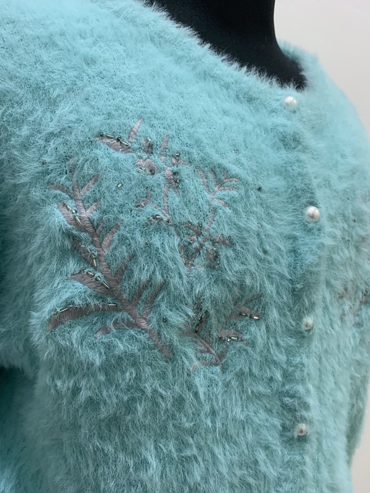 Aran Isles Knitwear × Japanese Brand HUSHUSH Embroidery Soft Fluffy Shaggy Knit Cardigan Sweater Size M / US 6-8 / IT 42-44 - 7 Thumbnail