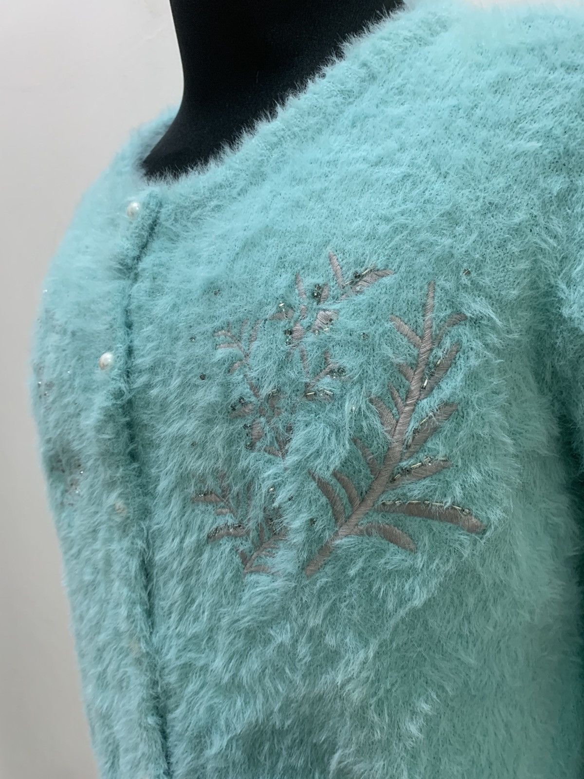 Aran Isles Knitwear × Japanese Brand HUSHUSH Embroidery Soft Fluffy Shaggy Knit Cardigan Sweater Size M / US 6-8 / IT 42-44 - 8 Thumbnail