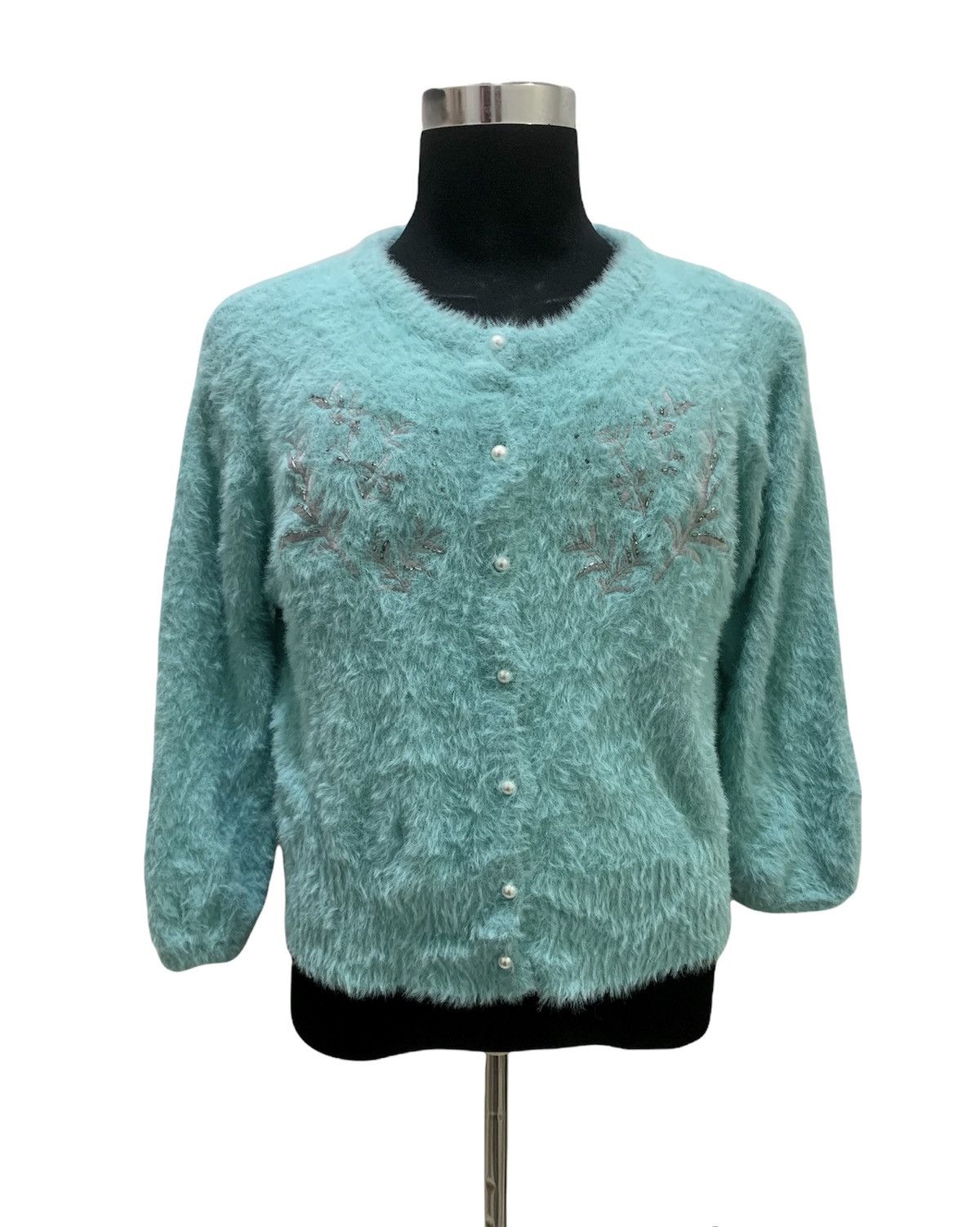 Aran Isles Knitwear × Japanese Brand HUSHUSH Embroidery Soft Fluffy Shaggy Knit Cardigan Sweater Size M / US 6-8 / IT 42-44 - 1 Thumbnail