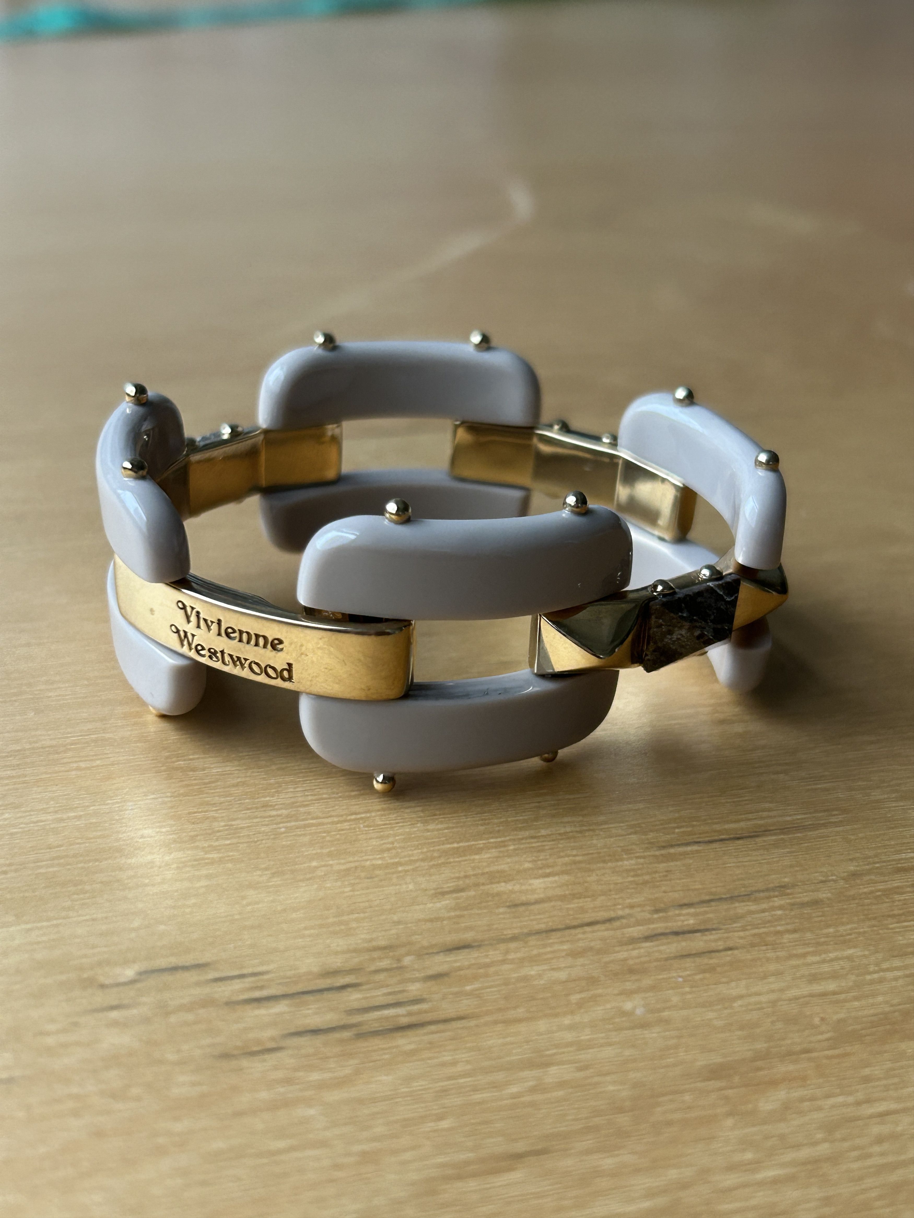 Vivienne Westwood Grey Bendable Metal w/ Resin Chunky Bracelet Size ONE SIZE - 1 Thumbnail