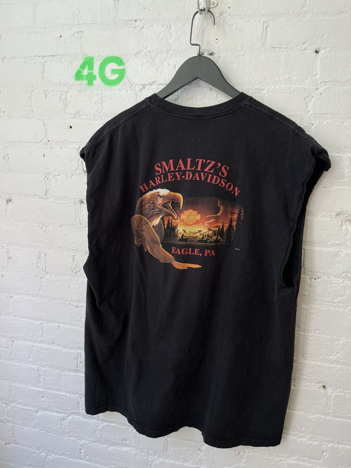 Harley Davidson × Vintage Vintage Harley Davidson THRASHED Black Tank Top Eagle Shirt Size US XL / EU 56 / 4 - 6 Thumbnail